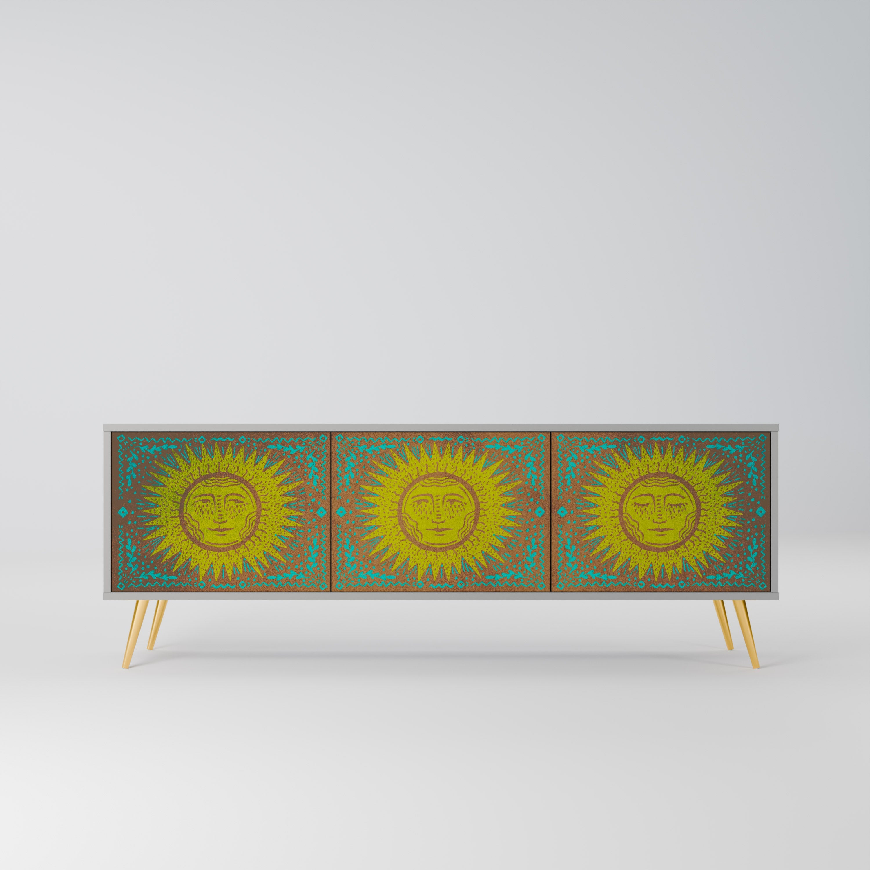 Meuble TV 3 portes SUNSHINE EULOGY, finition grise