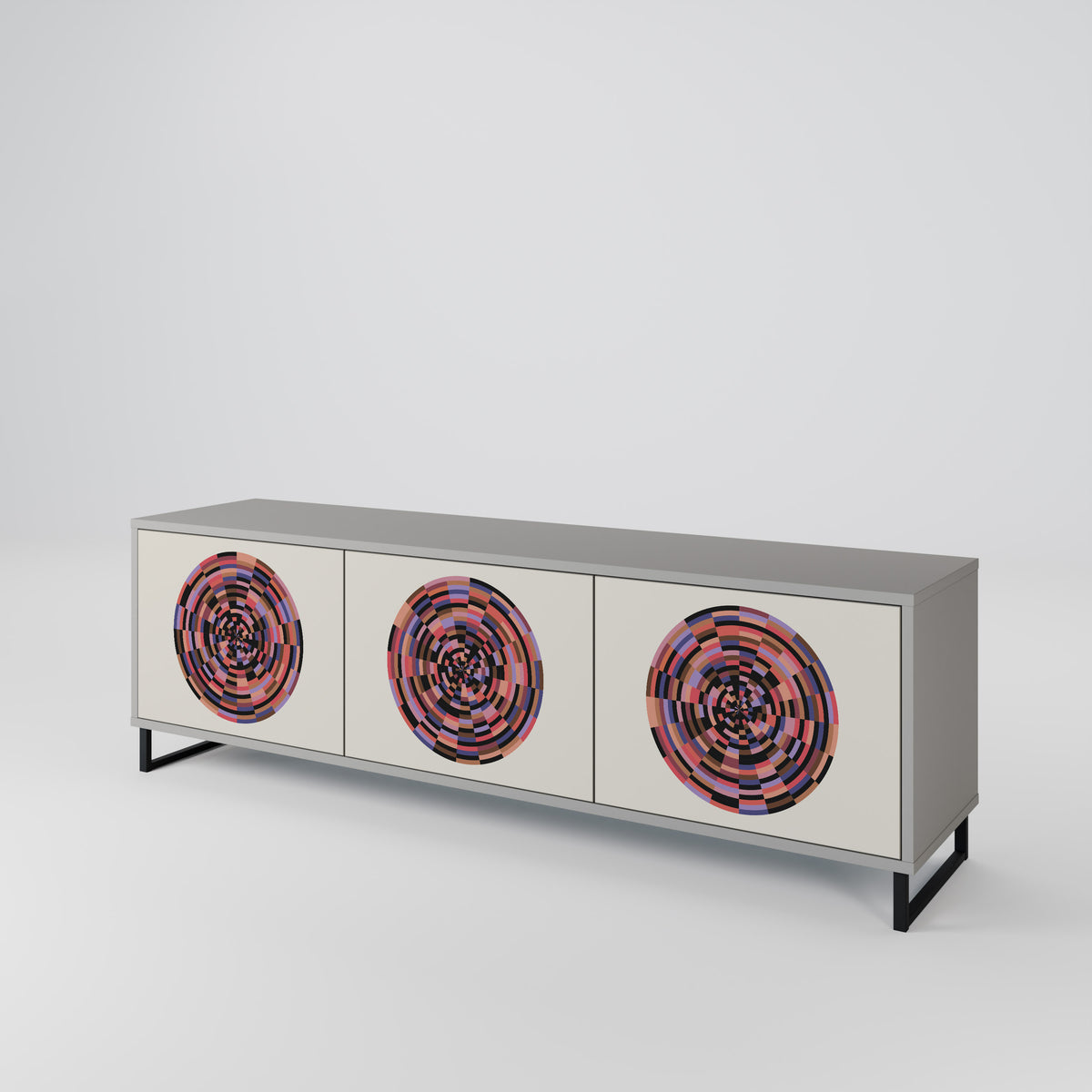 BROWN CIRCLES 3-Door TV Cabinet