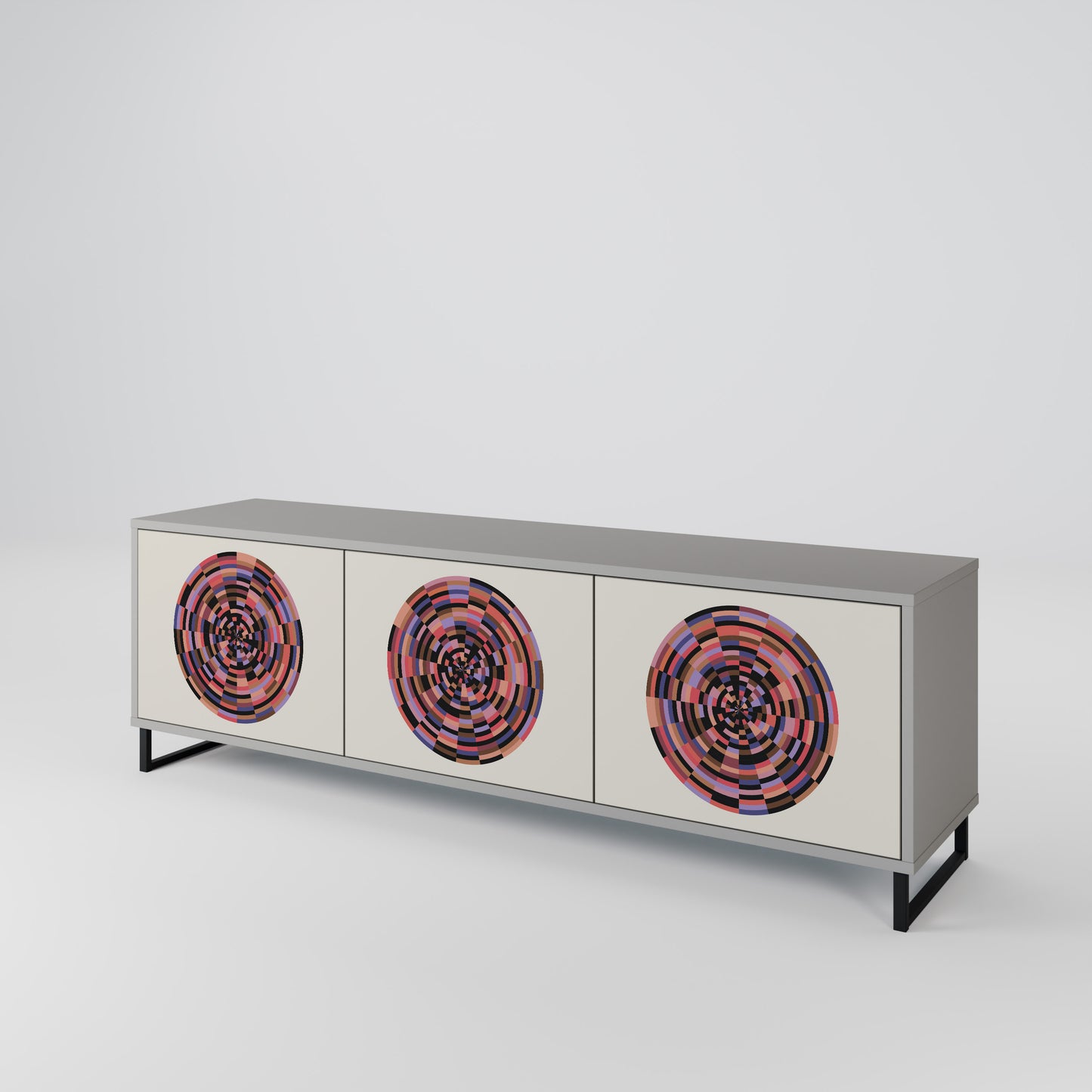 BROWN CIRCLES 3-Door TV Cabinet