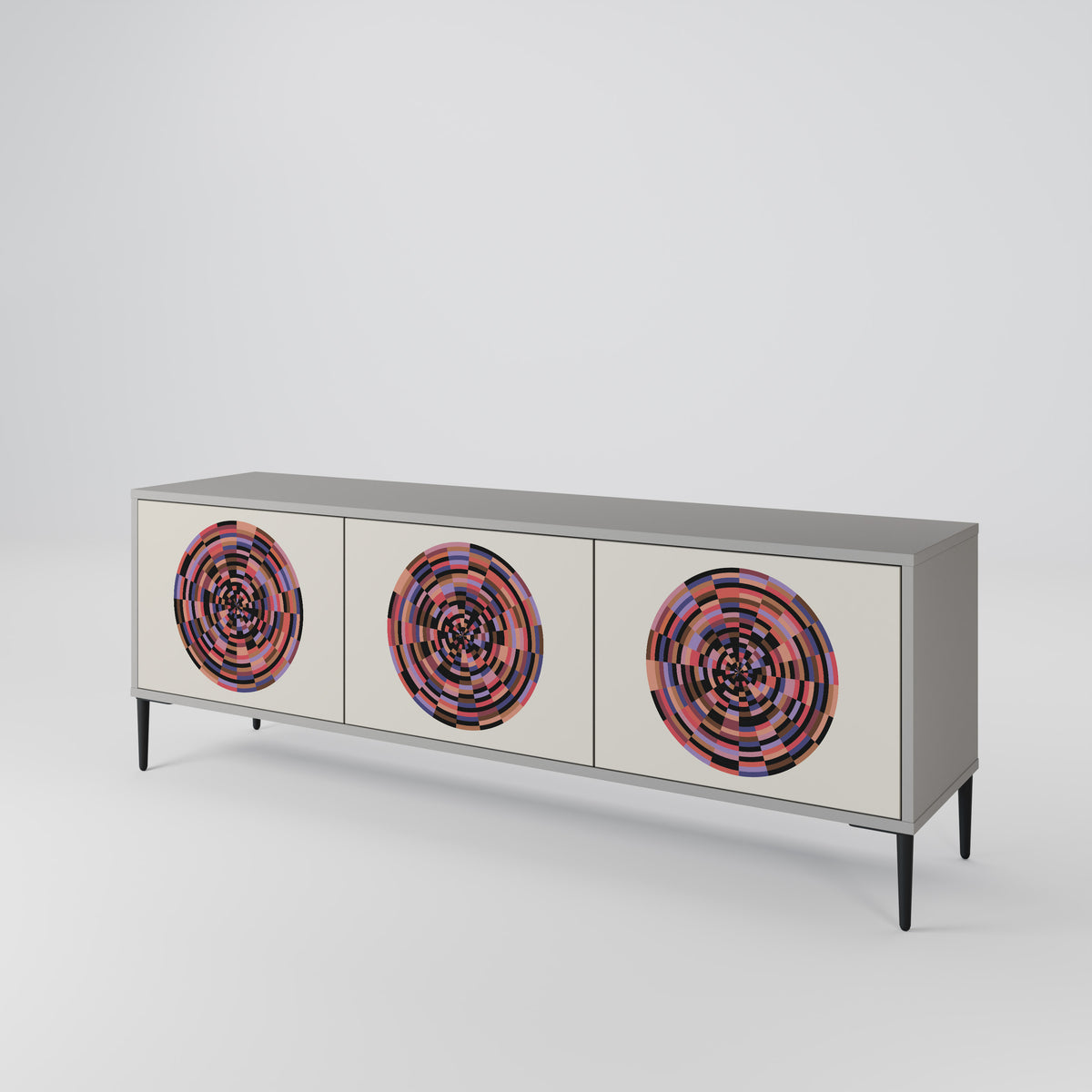 BROWN CIRCLES 3-Door TV Cabinet