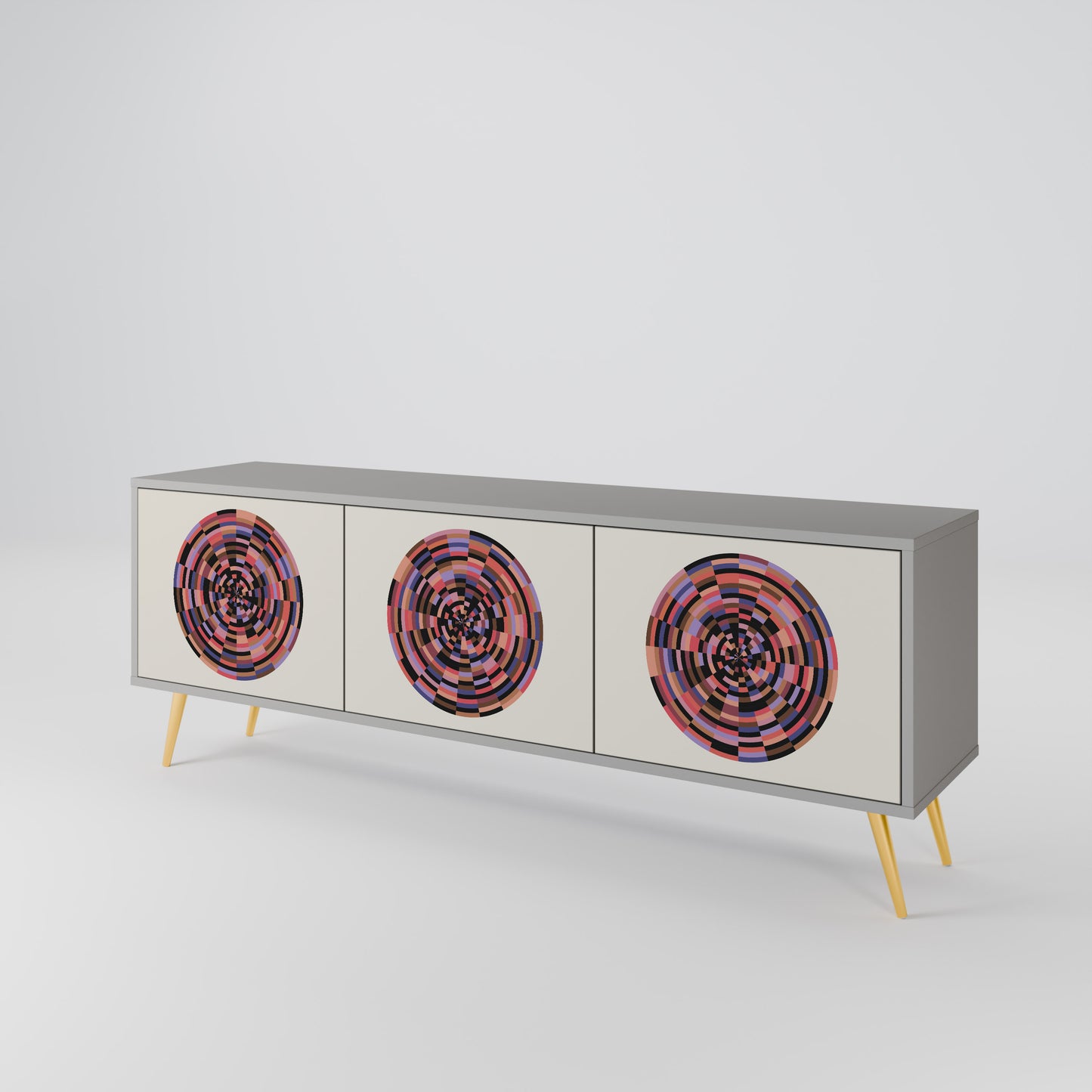 BROWN CIRCLES 3-Door TV Cabinet