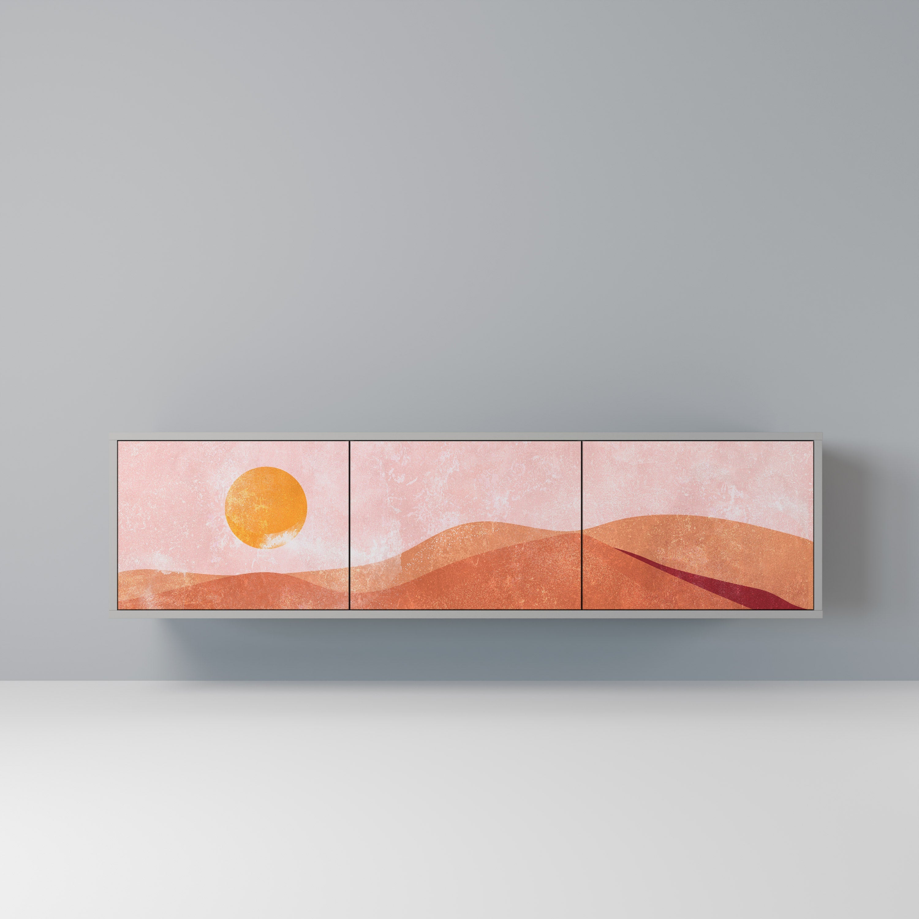 Meuble TV 3 portes LUMINOUS SUNLIGHT finition grise