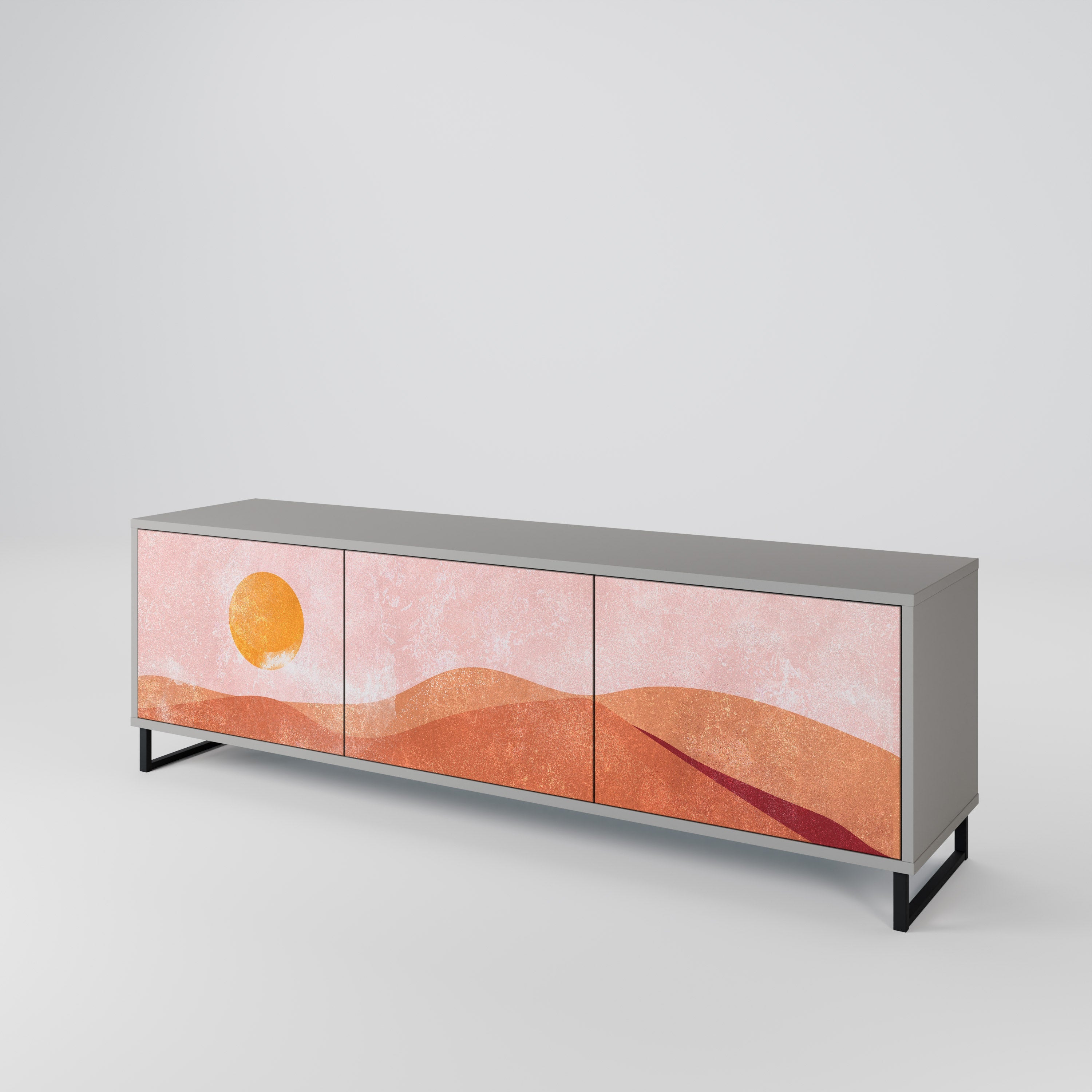 Meuble TV 3 portes LUMINOUS SUNLIGHT finition grise