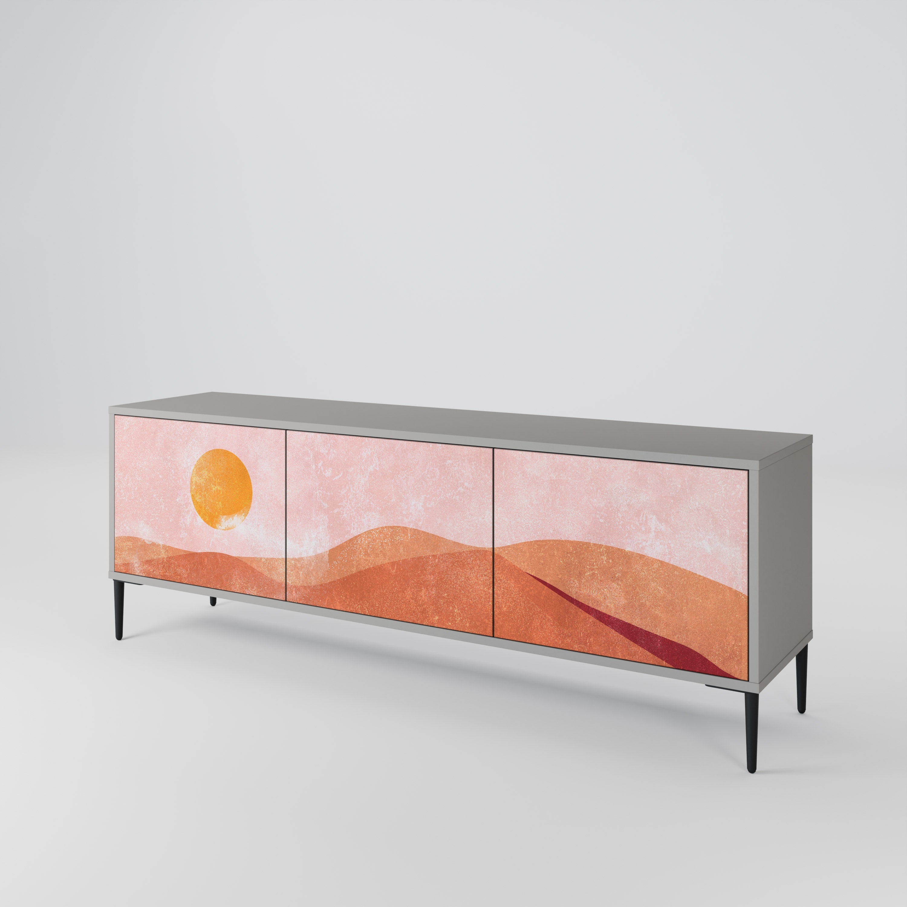 Meuble TV 3 portes LUMINOUS SUNLIGHT finition grise