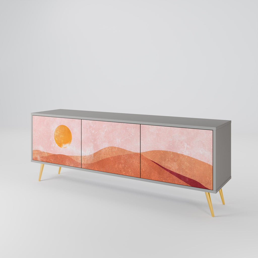 Meuble TV 3 portes LUMINOUS SUNLIGHT finition grise