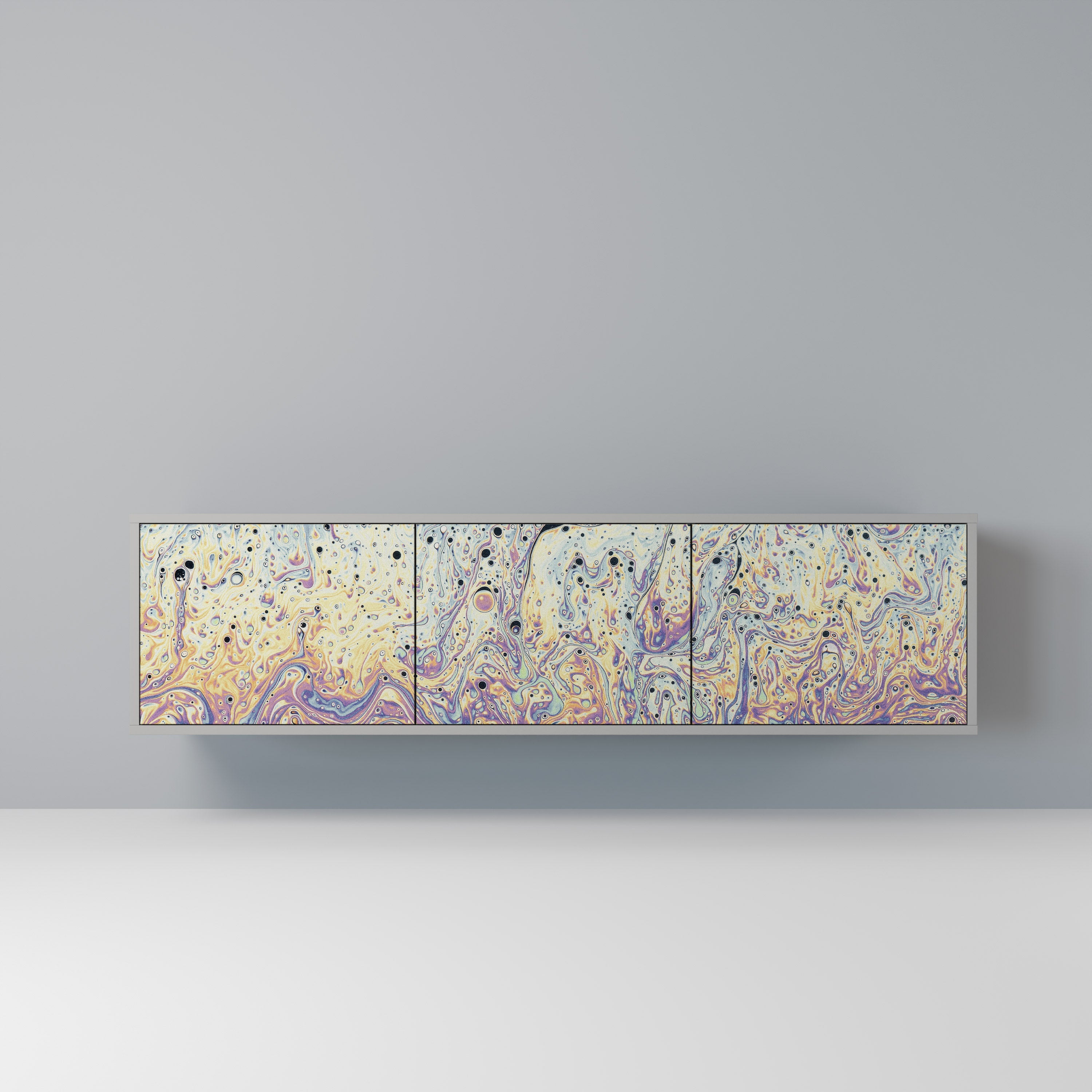 Meuble TV 3 portes MOSAIC OF COLORS finition grise