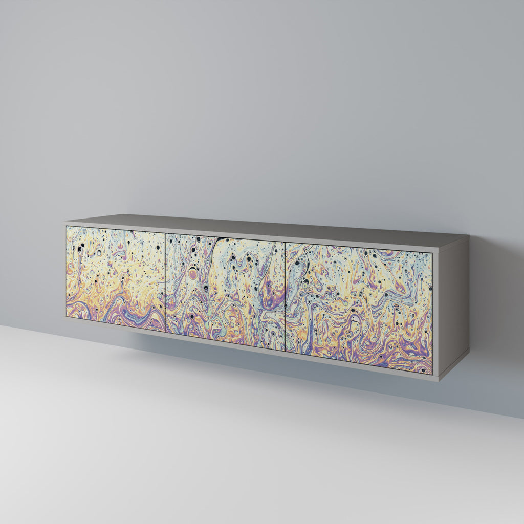 Meuble TV 3 portes MOSAIC OF COLORS finition grise