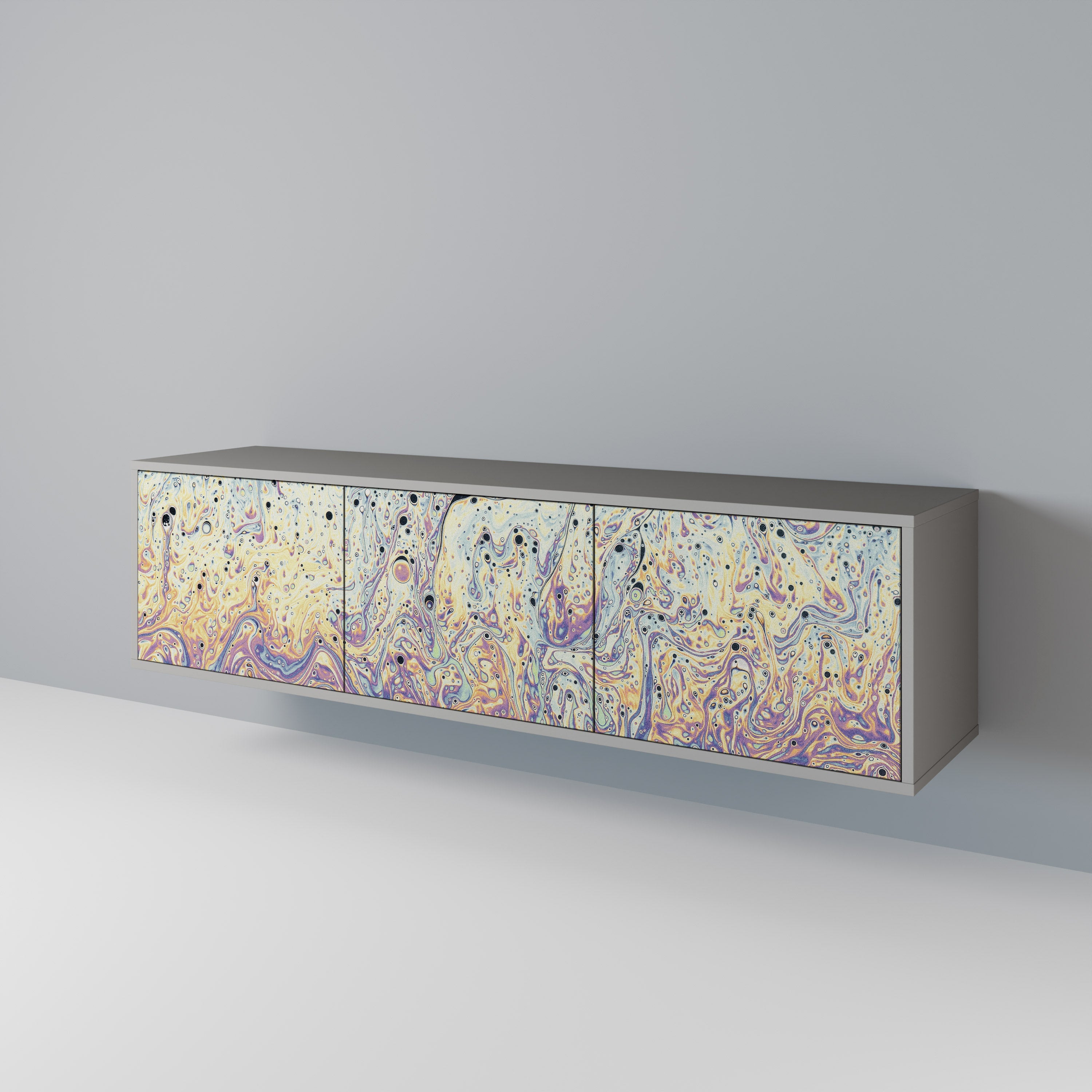 Meuble TV 3 portes MOSAIC OF COLORS finition grise