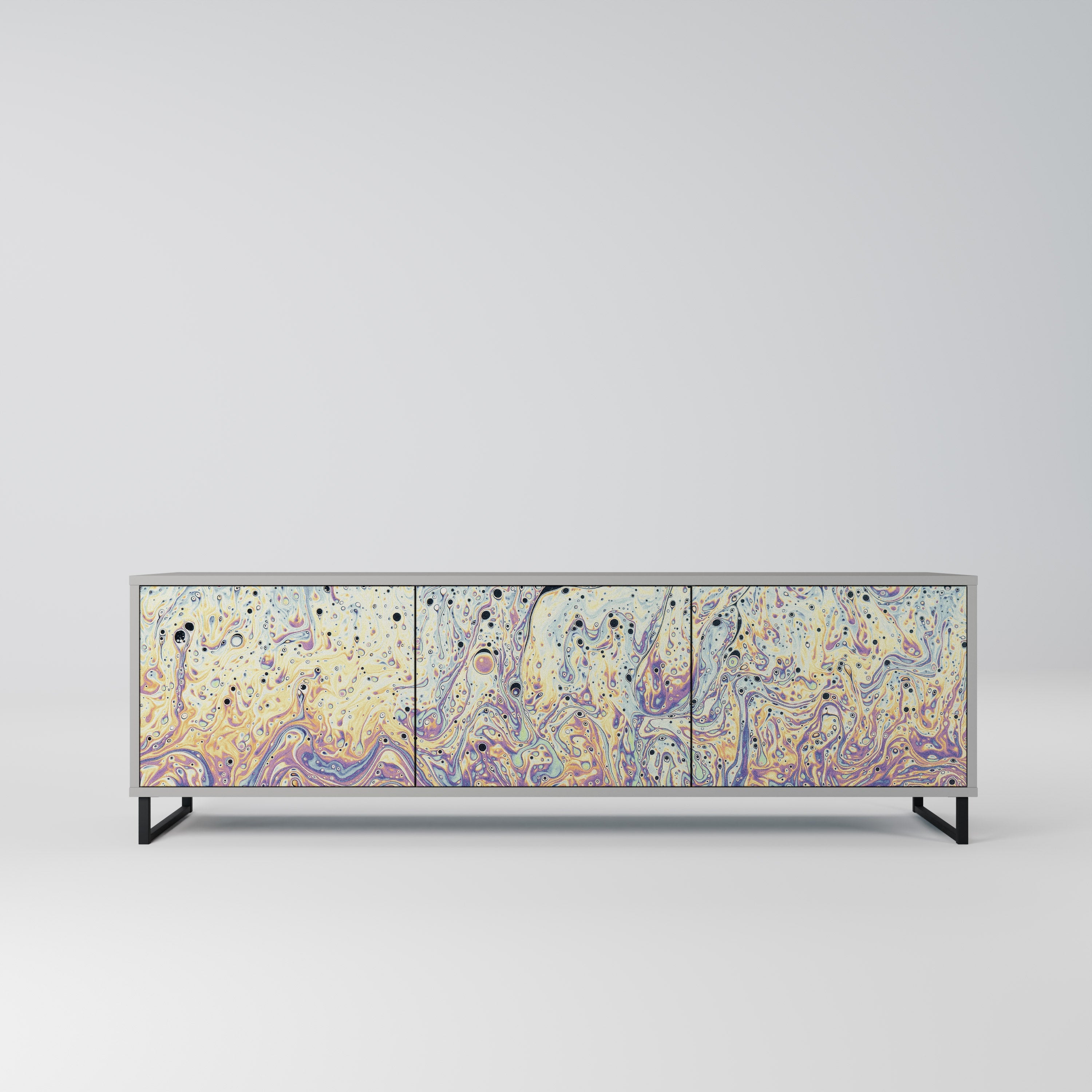 Meuble TV 3 portes MOSAIC OF COLORS finition grise