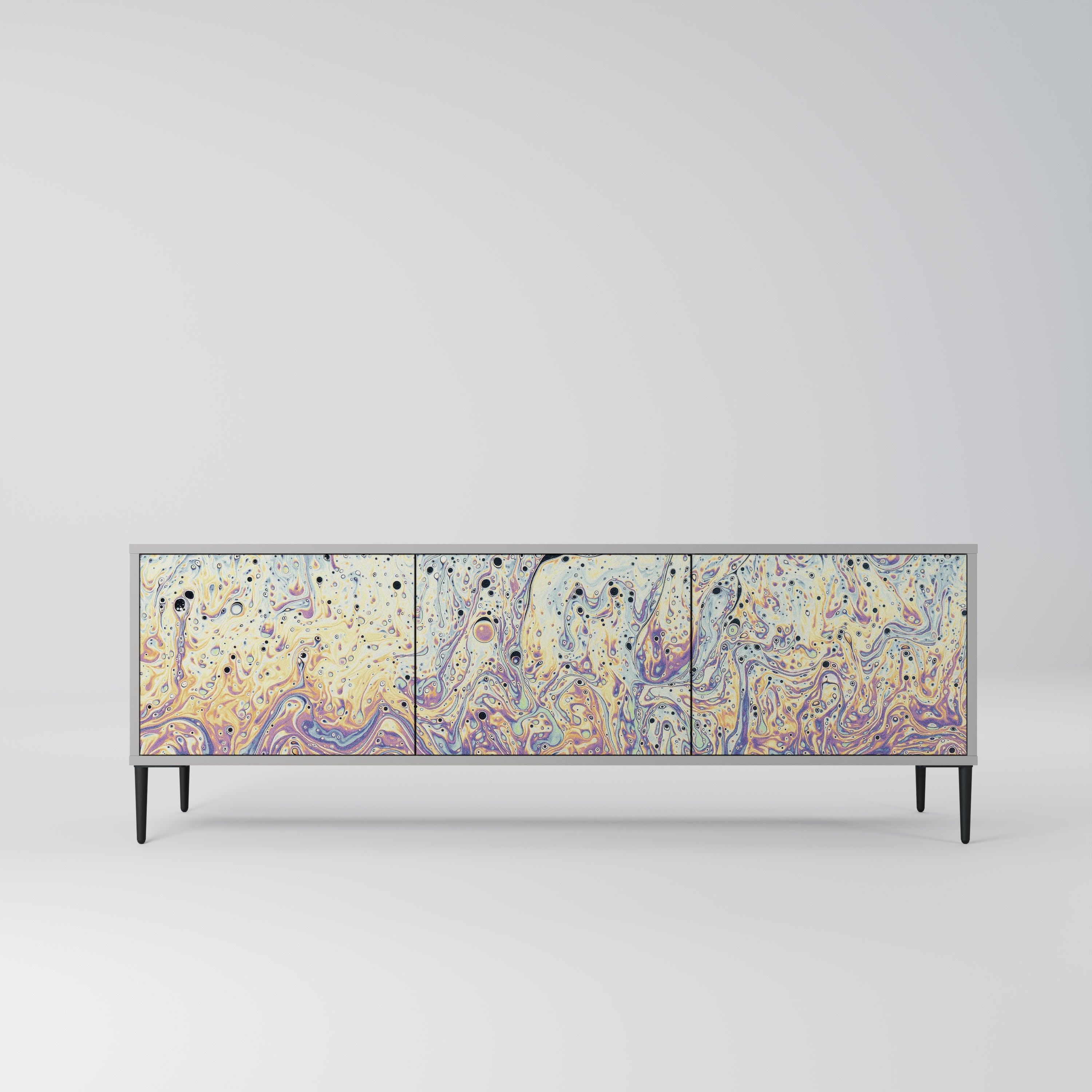 Meuble TV 3 portes MOSAIC OF COLORS finition grise