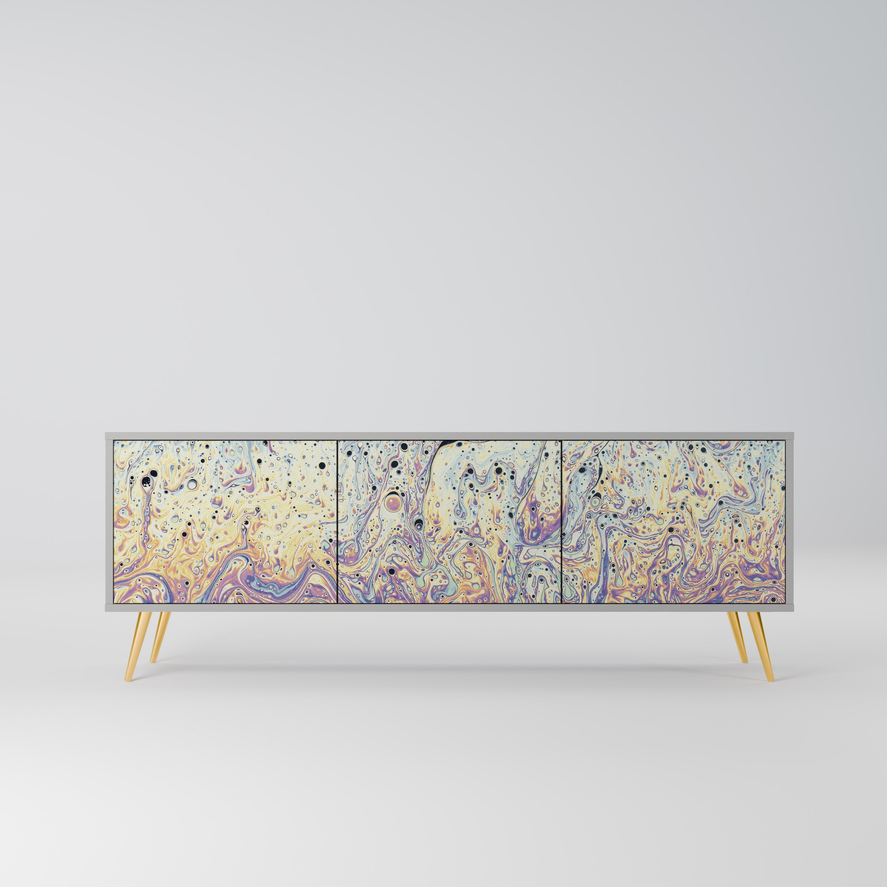 Meuble TV 3 portes MOSAIC OF COLORS finition grise