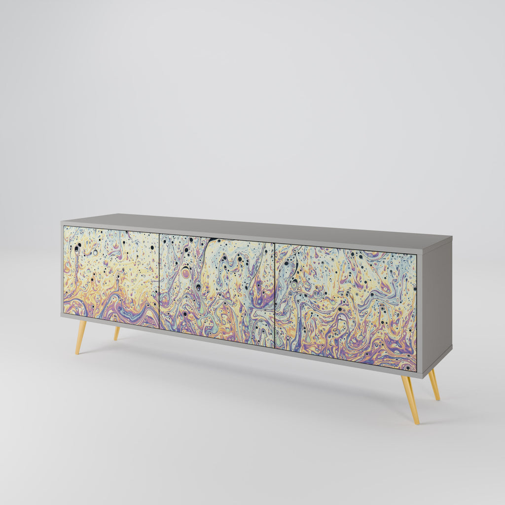 Meuble TV 3 portes MOSAIC OF COLORS finition grise