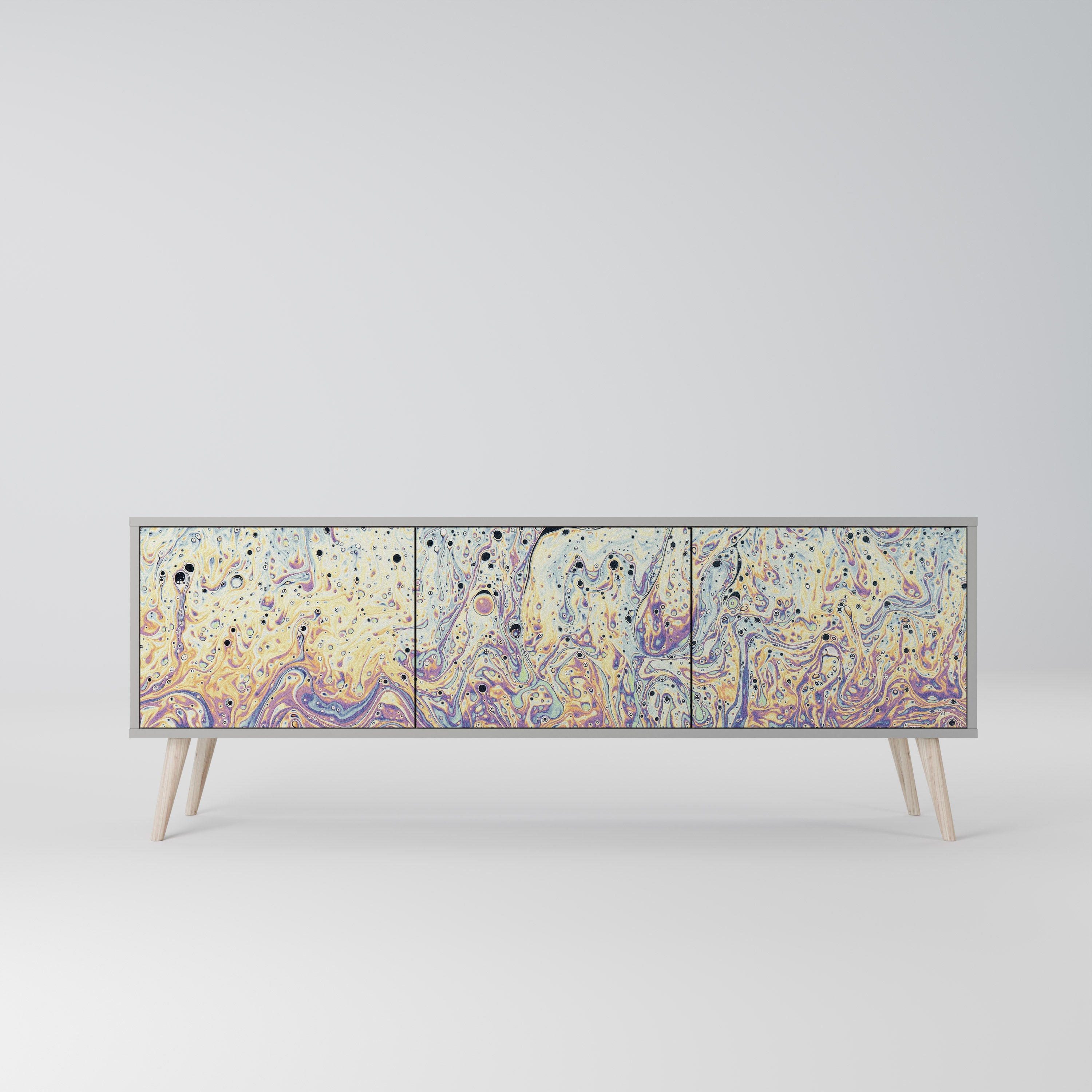 Meuble TV 3 portes MOSAIC OF COLORS finition grise