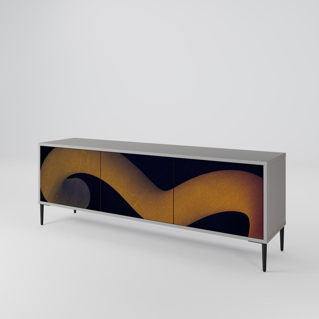 Meuble TV 3 portes HOLLOW TIME, finition grise