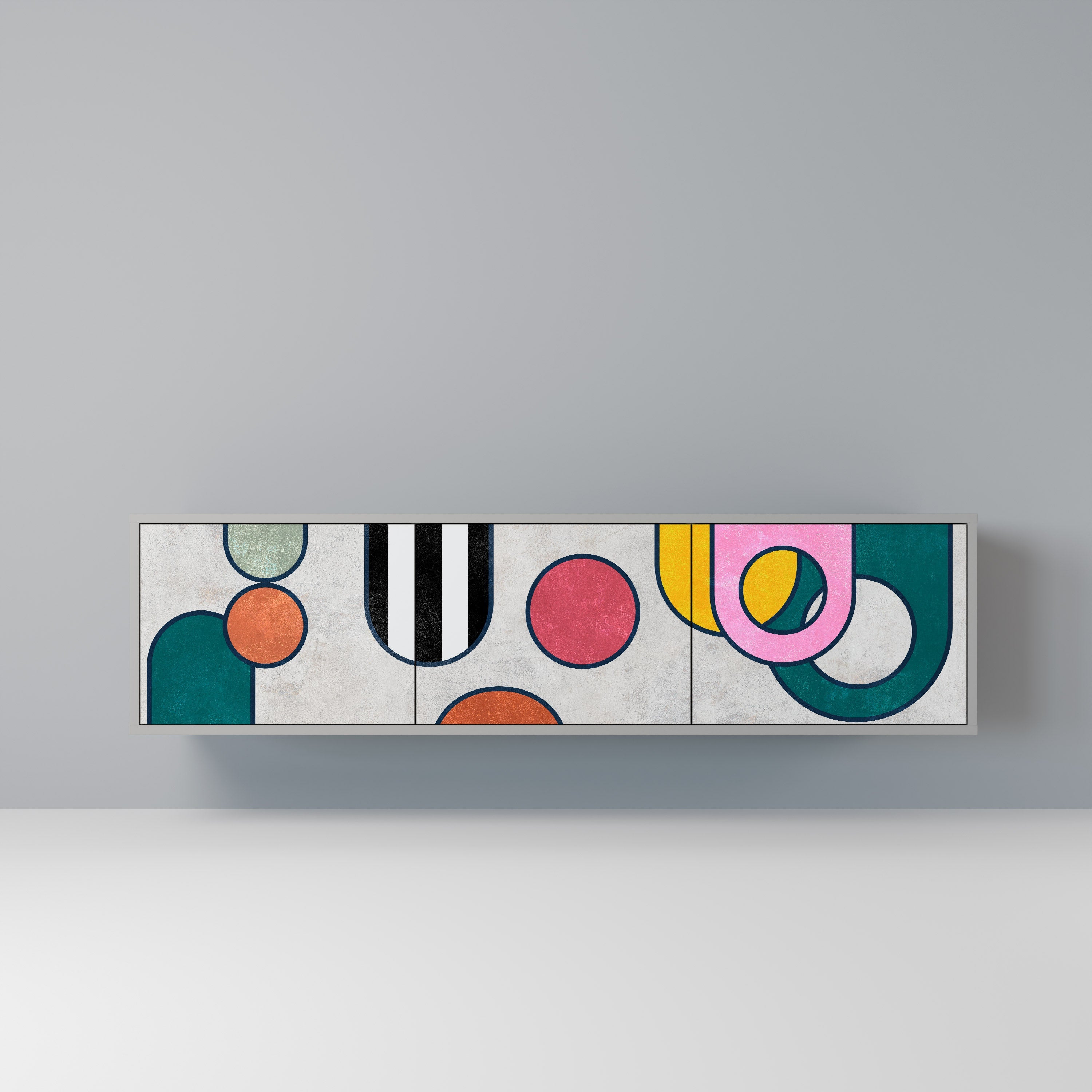 Meuble TV 3 portes COOL STORY finition grise