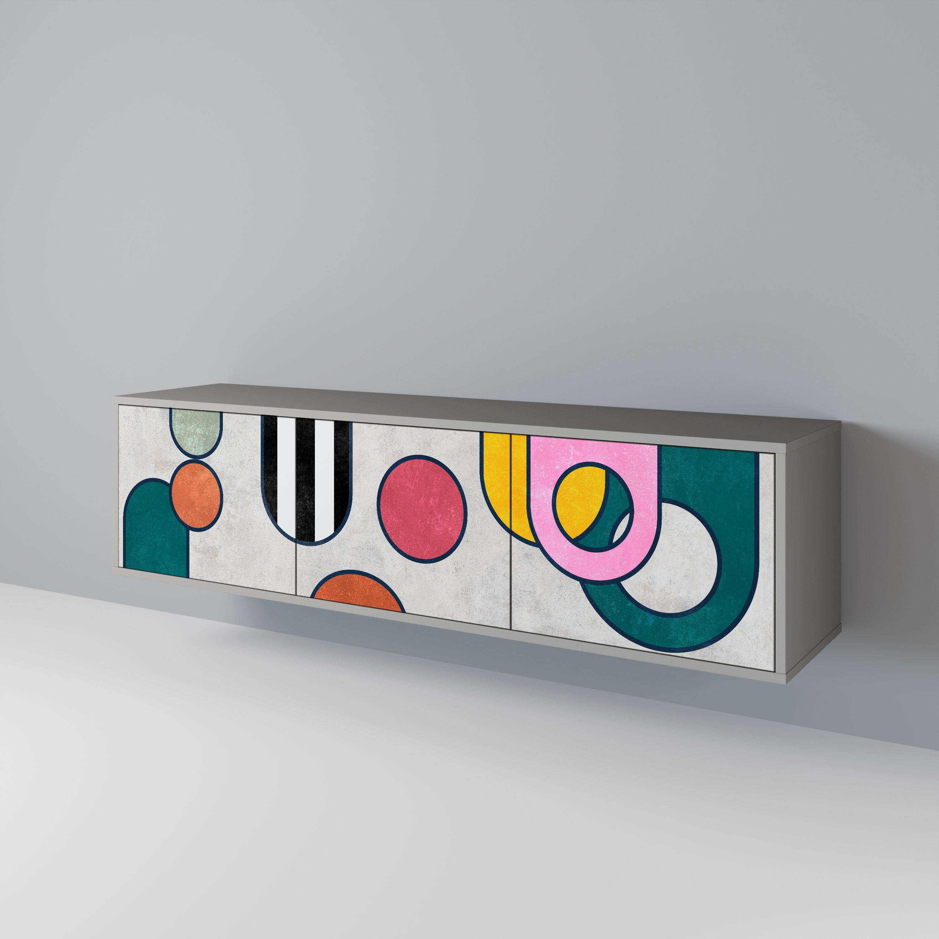 Meuble TV 3 portes COOL STORY finition grise