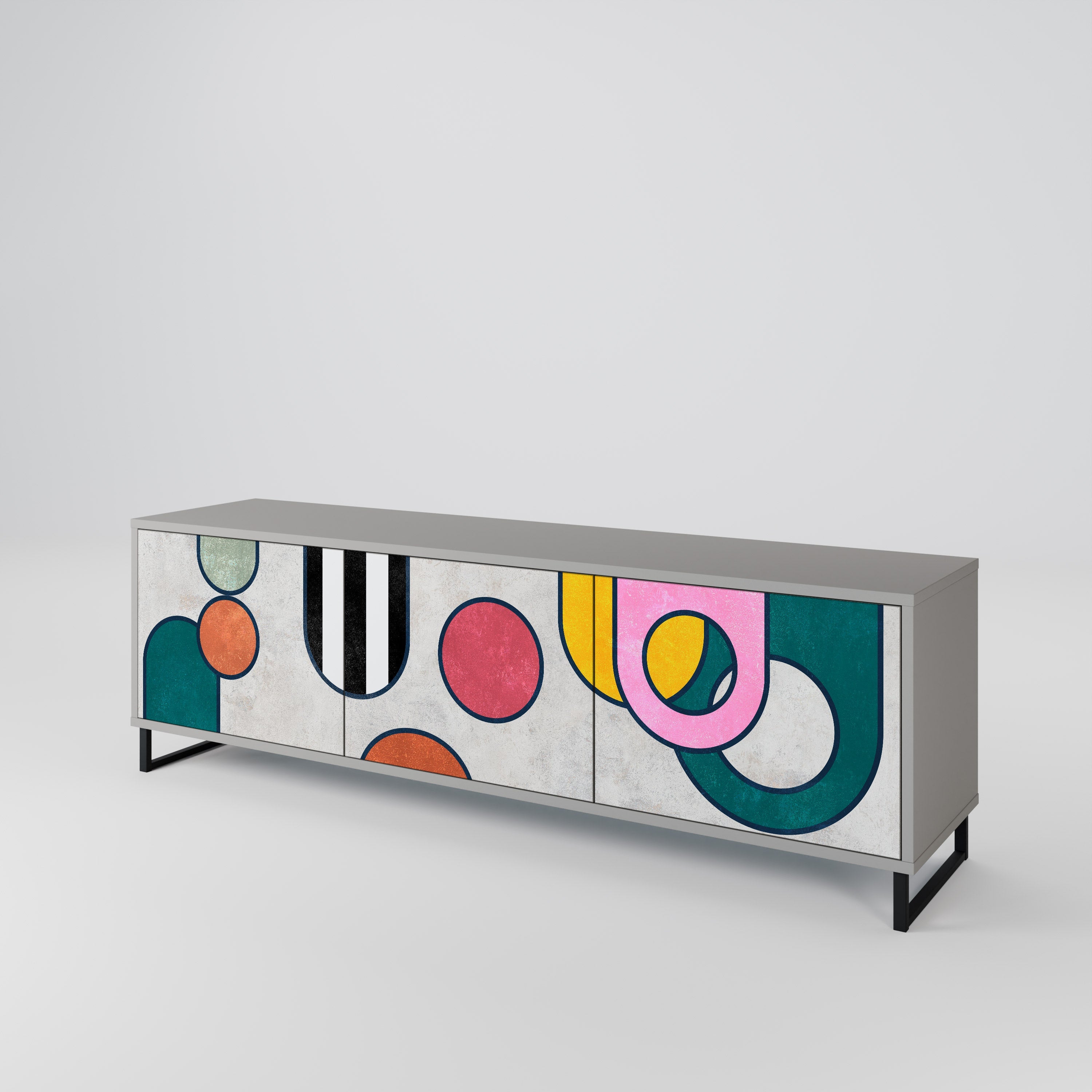 Meuble TV 3 portes COOL STORY finition grise