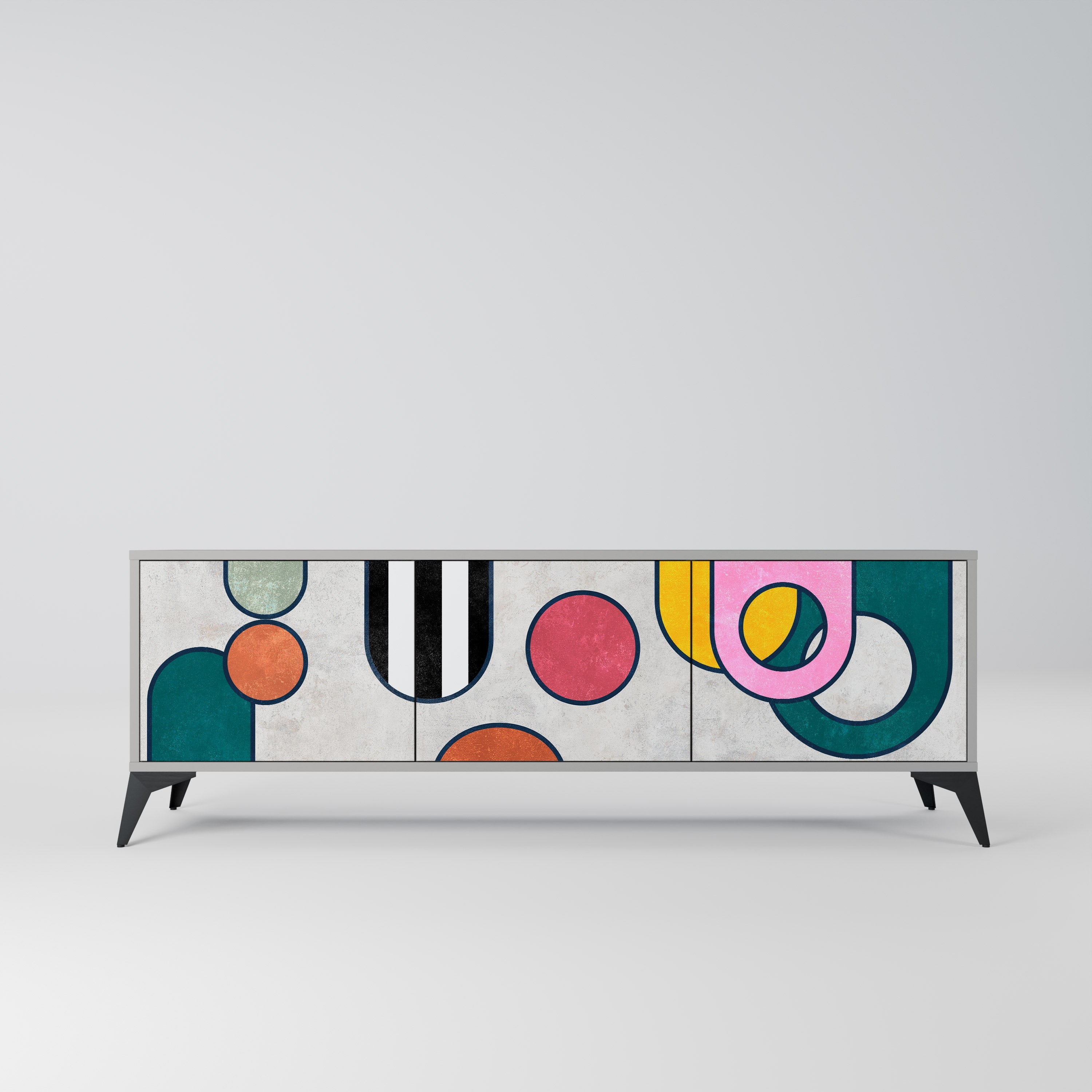 Meuble TV 3 portes COOL STORY finition grise