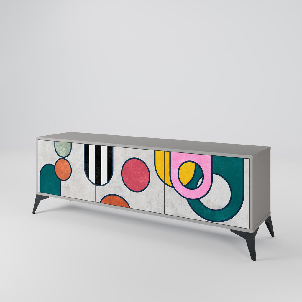 Meuble TV 3 portes COOL STORY finition grise