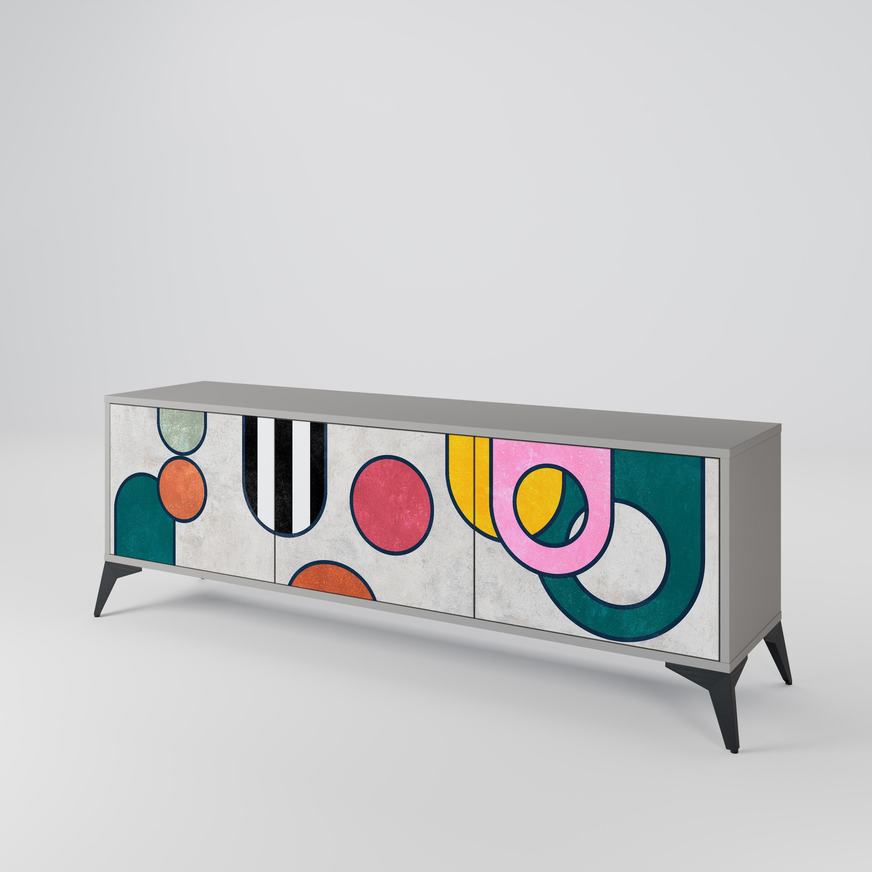 Meuble TV 3 portes COOL STORY finition grise