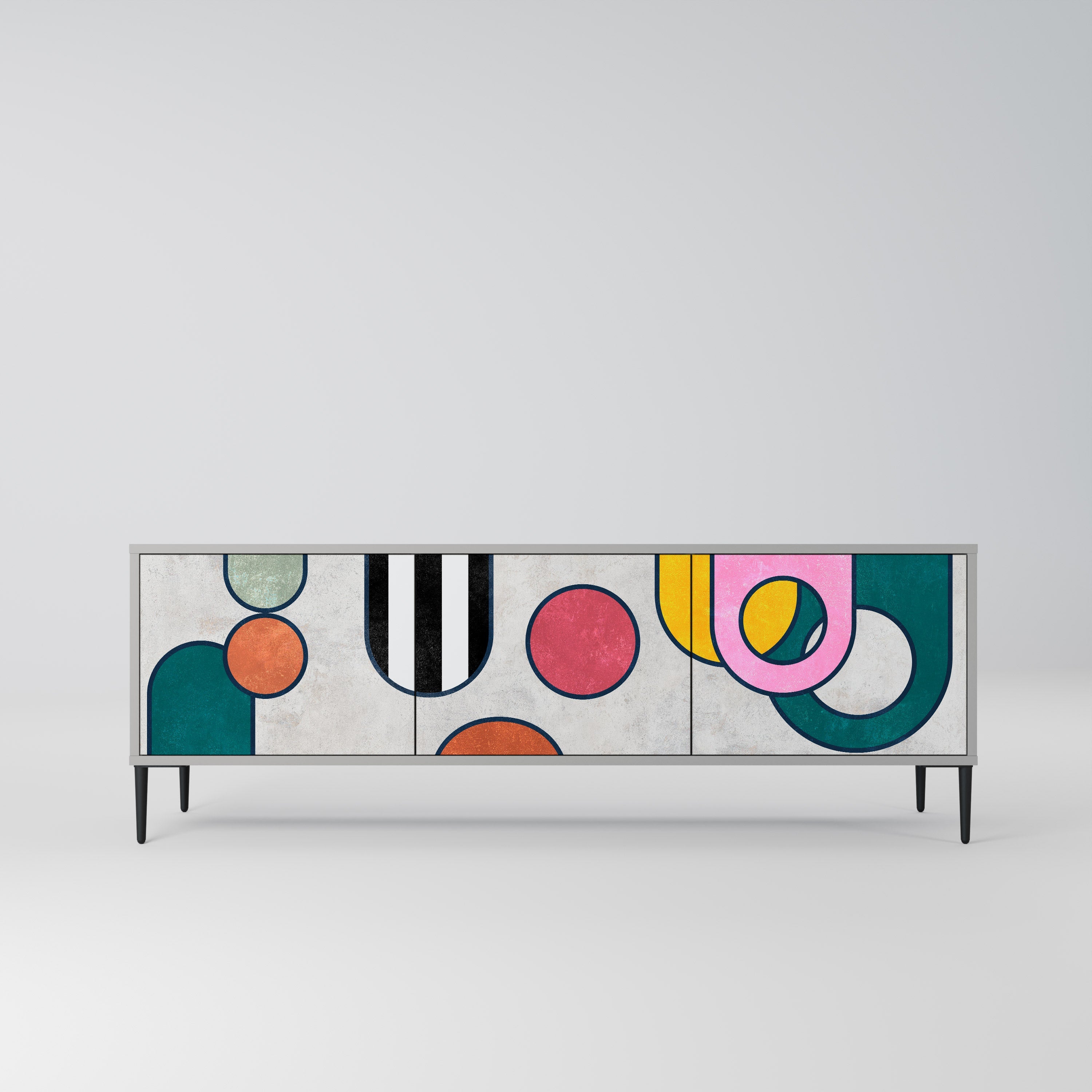 Meuble TV 3 portes COOL STORY finition grise