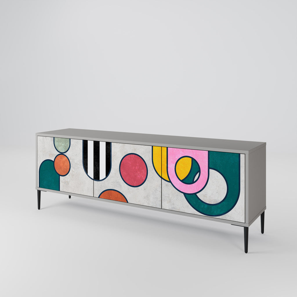 Meuble TV 3 portes COOL STORY finition grise