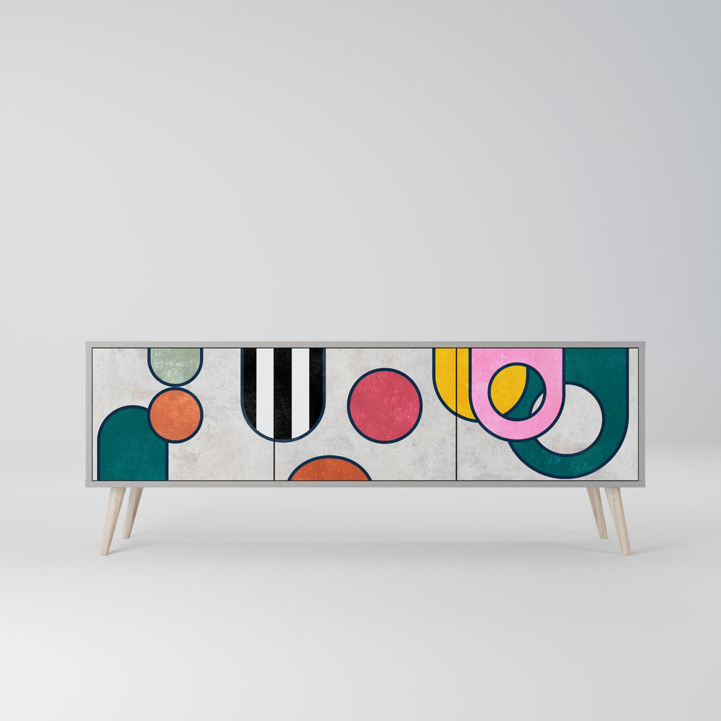 Meuble TV 3 portes COOL STORY finition grise