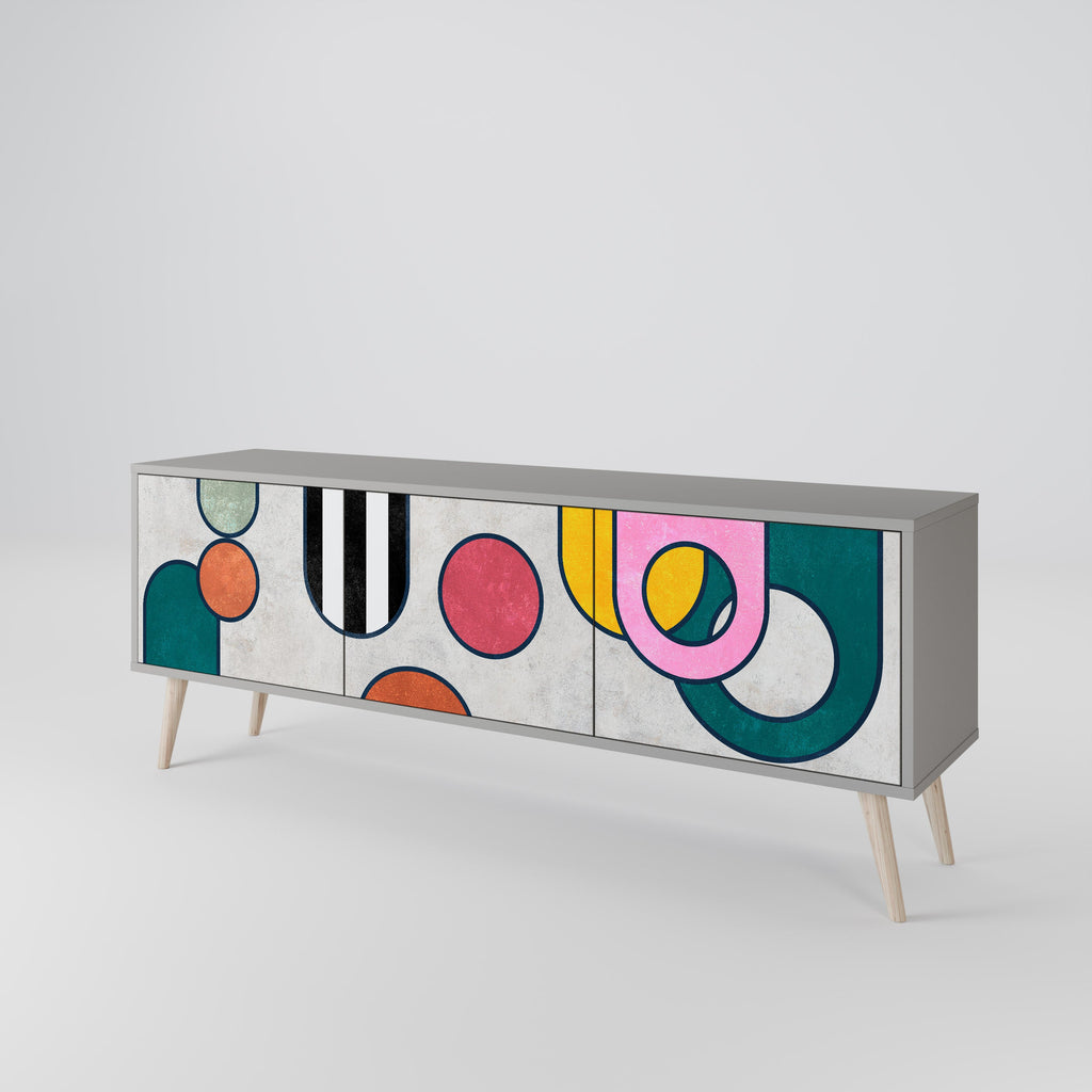 Meuble TV 3 portes COOL STORY finition grise