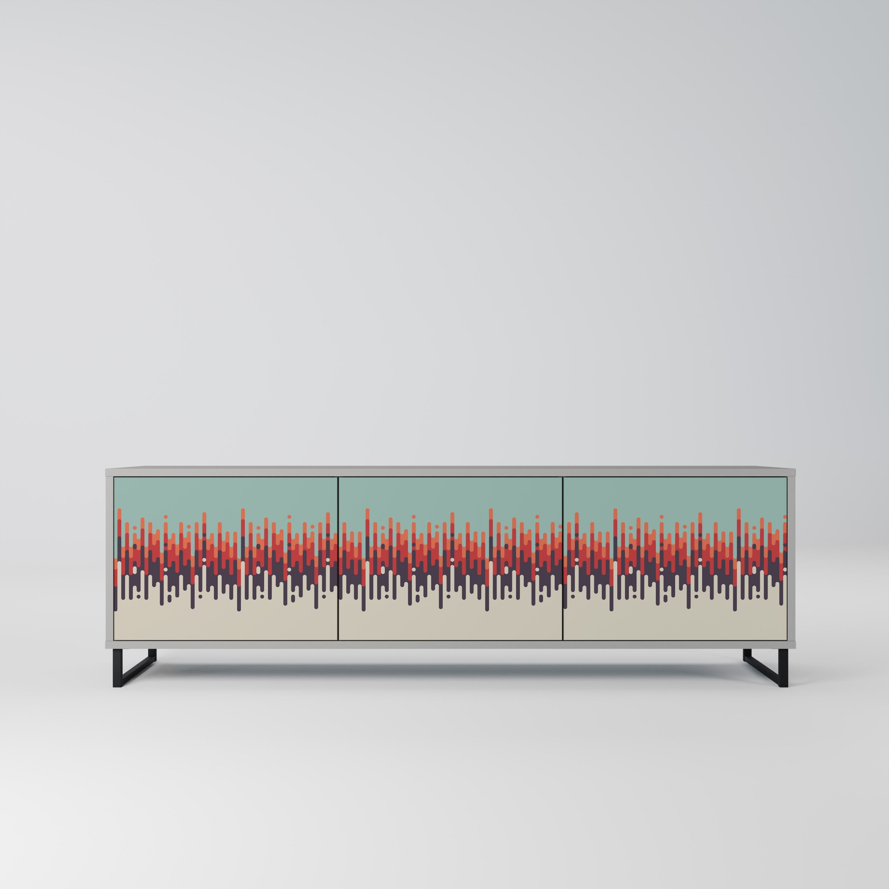 Meuble TV 3 portes CHROMA CONTOURS finition grise