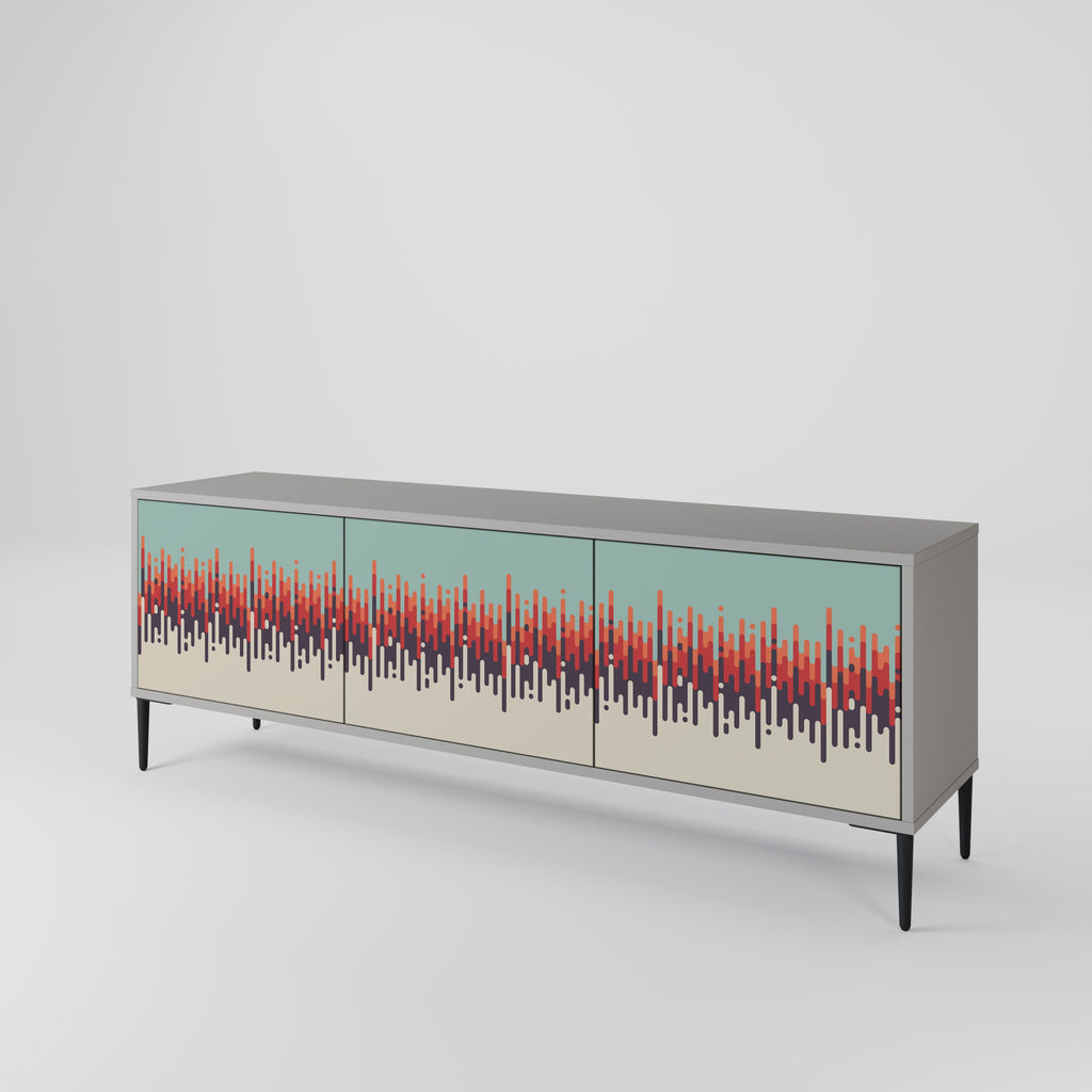 Meuble TV 3 portes CHROMA CONTOURS finition grise
