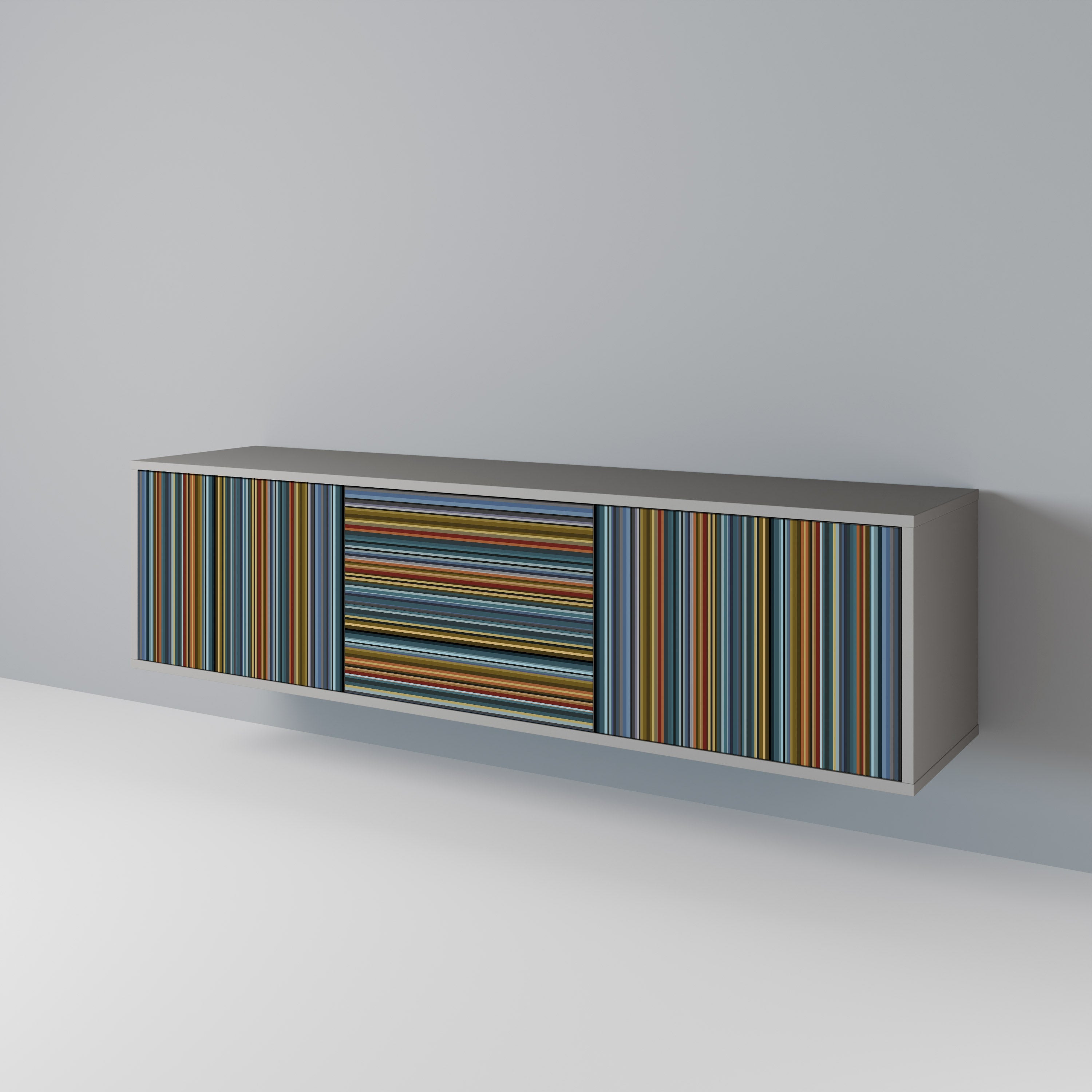 Meuble TV 3 portes LINEOUT SPECTRUM finition grise
