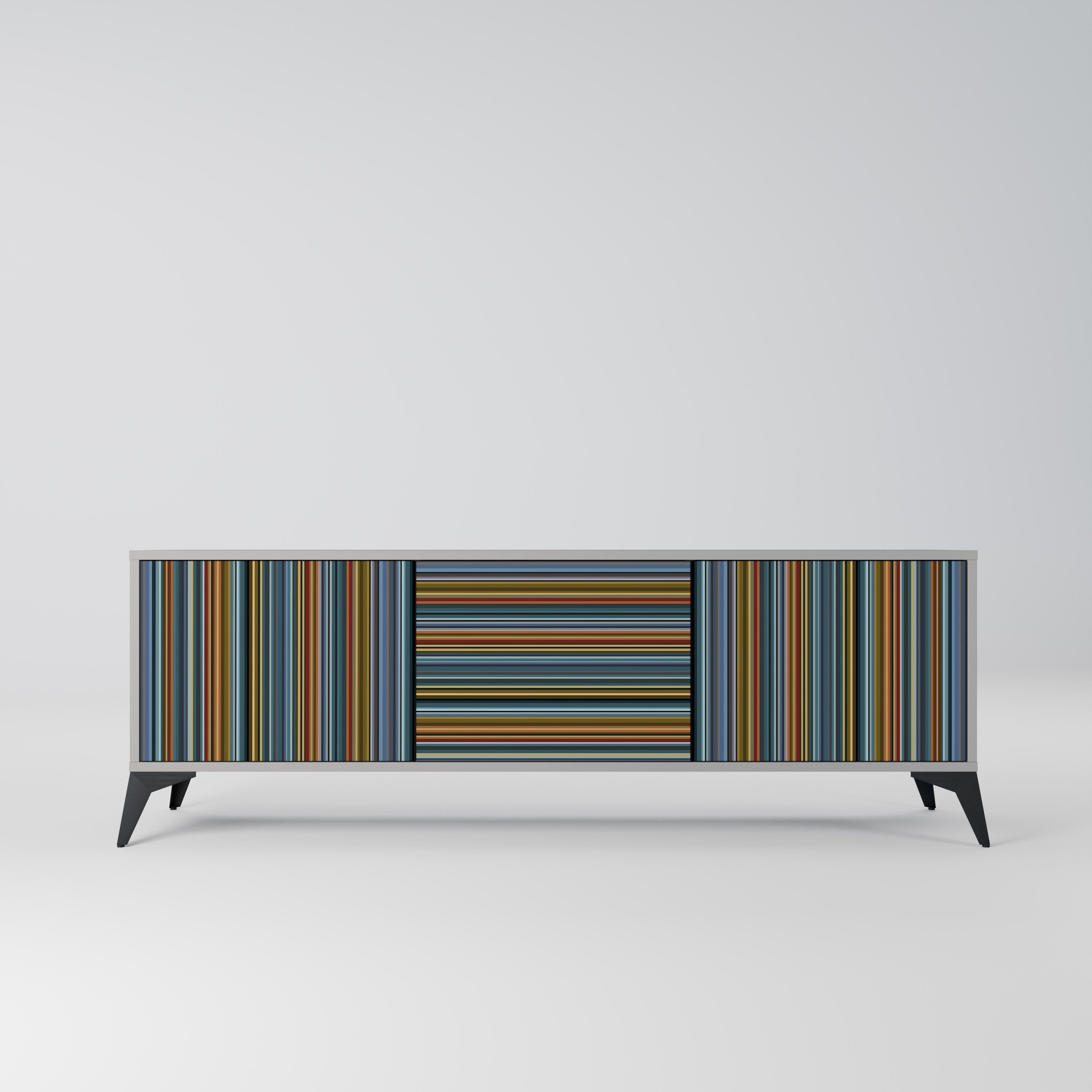 Meuble TV 3 portes LINEOUT SPECTRUM finition grise