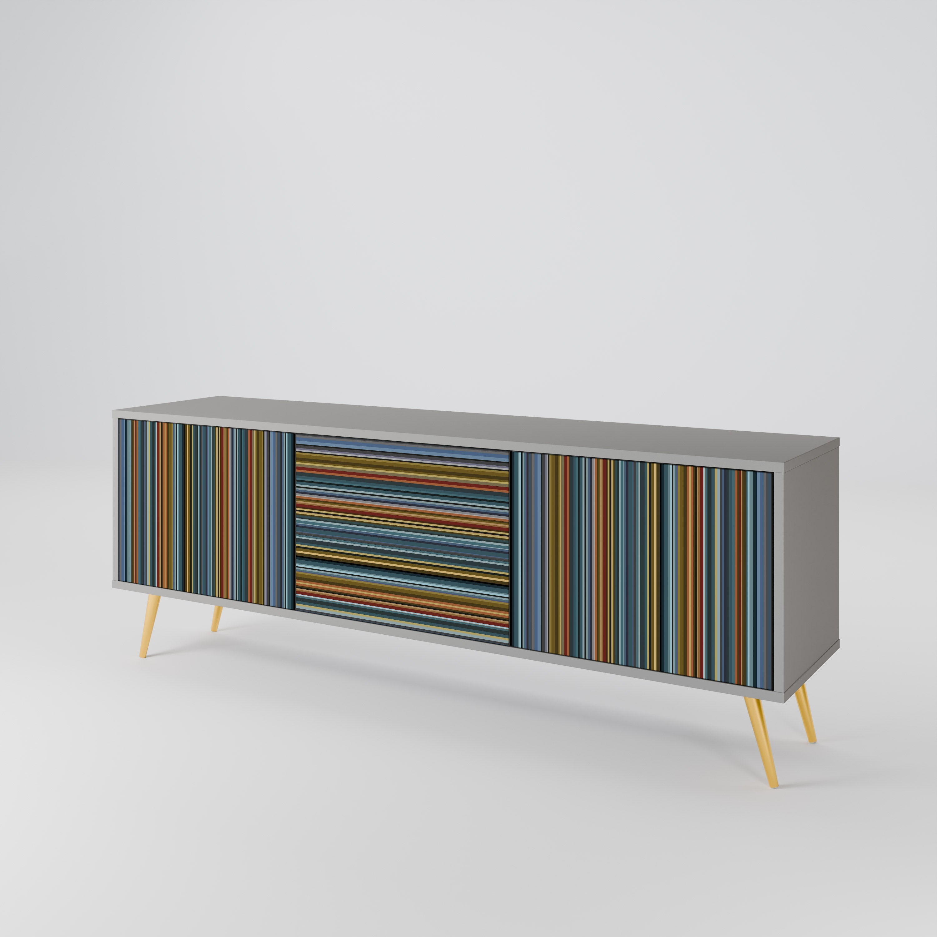 Meuble TV 3 portes LINEOUT SPECTRUM finition grise