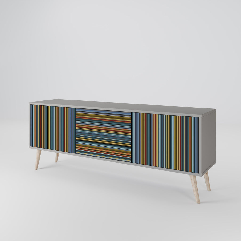 Meuble TV 3 portes LINEOUT SPECTRUM finition grise