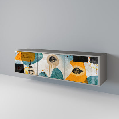 ABSTRACT FACES 3-Door TV Cabinet