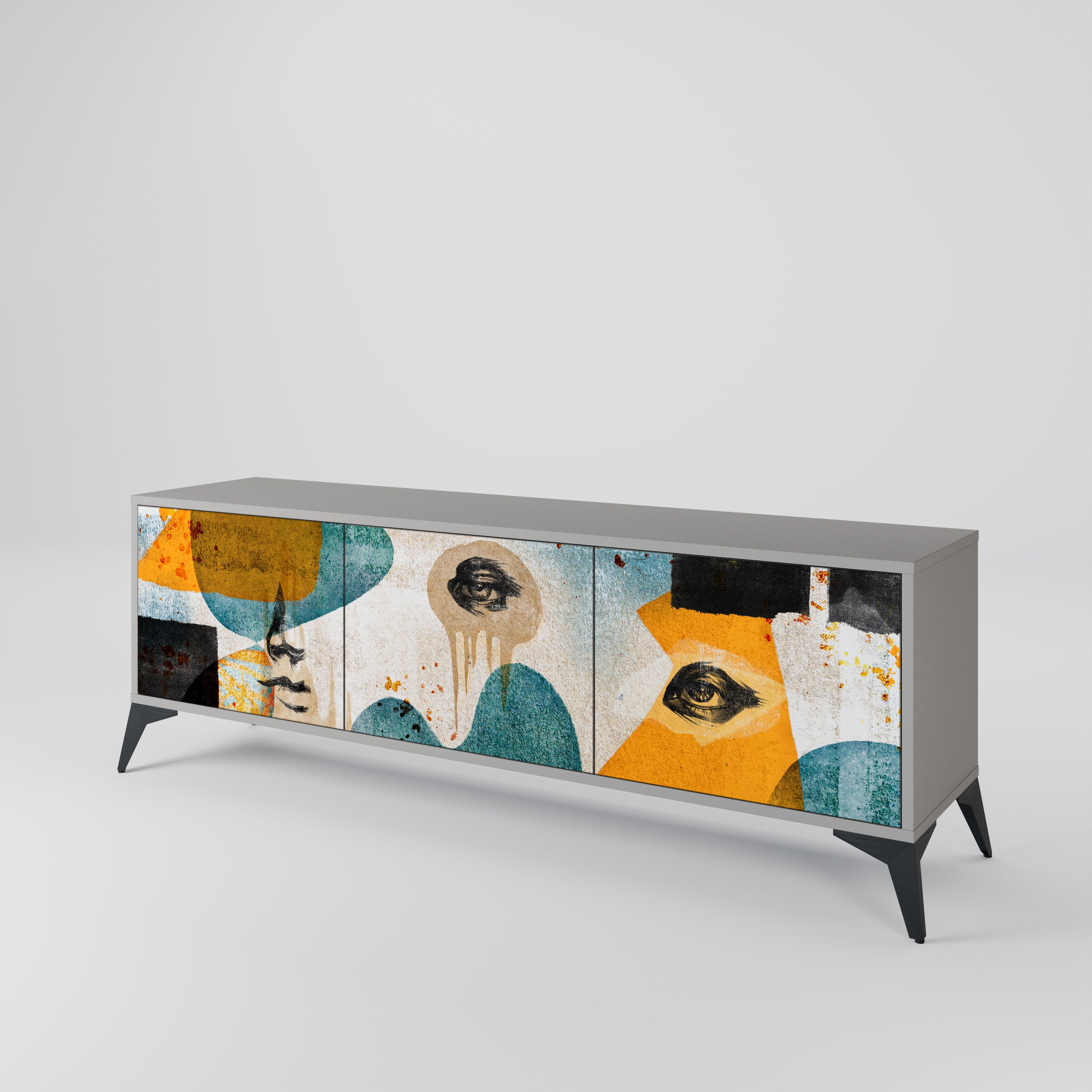 ABSTRACT FACES 3-Door TV Cabinet