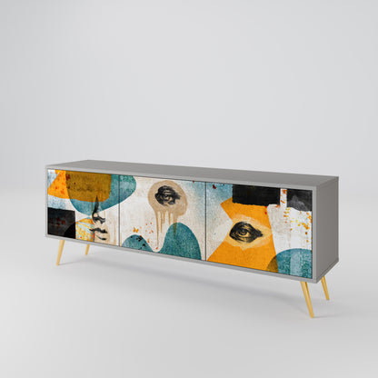 ABSTRACT FACES 3-Door TV Cabinet