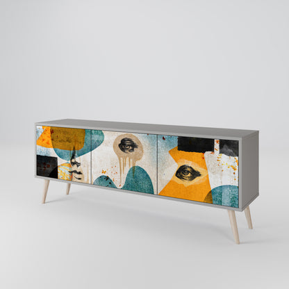 ABSTRACT FACES 3-Door TV Cabinet