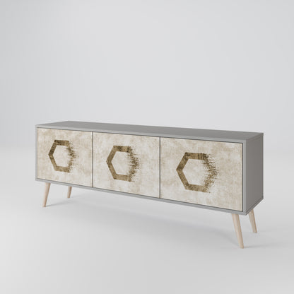 HEXAGONAL SHAPES 3-Door TV Cabinet