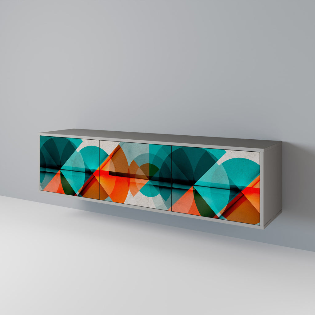 Meuble TV 3 portes CIRCULAR RHAPSODY en finition grise