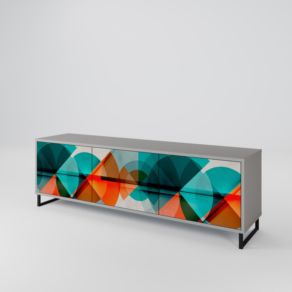 Meuble TV 3 portes CIRCULAR RHAPSODY en finition grise