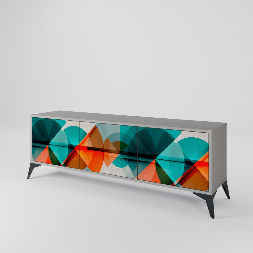 Meuble TV 3 portes CIRCULAR RHAPSODY en finition grise