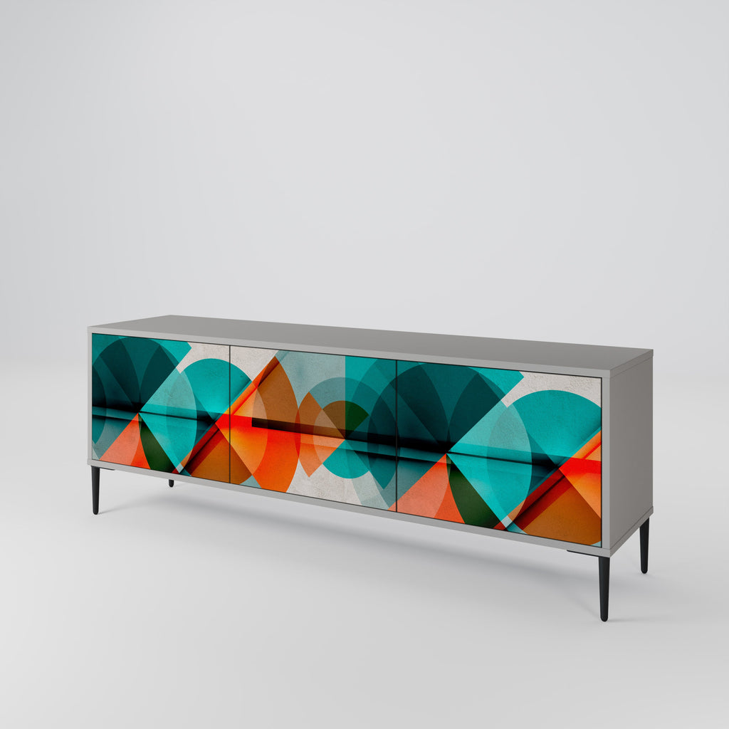 Meuble TV 3 portes CIRCULAR RHAPSODY en finition grise