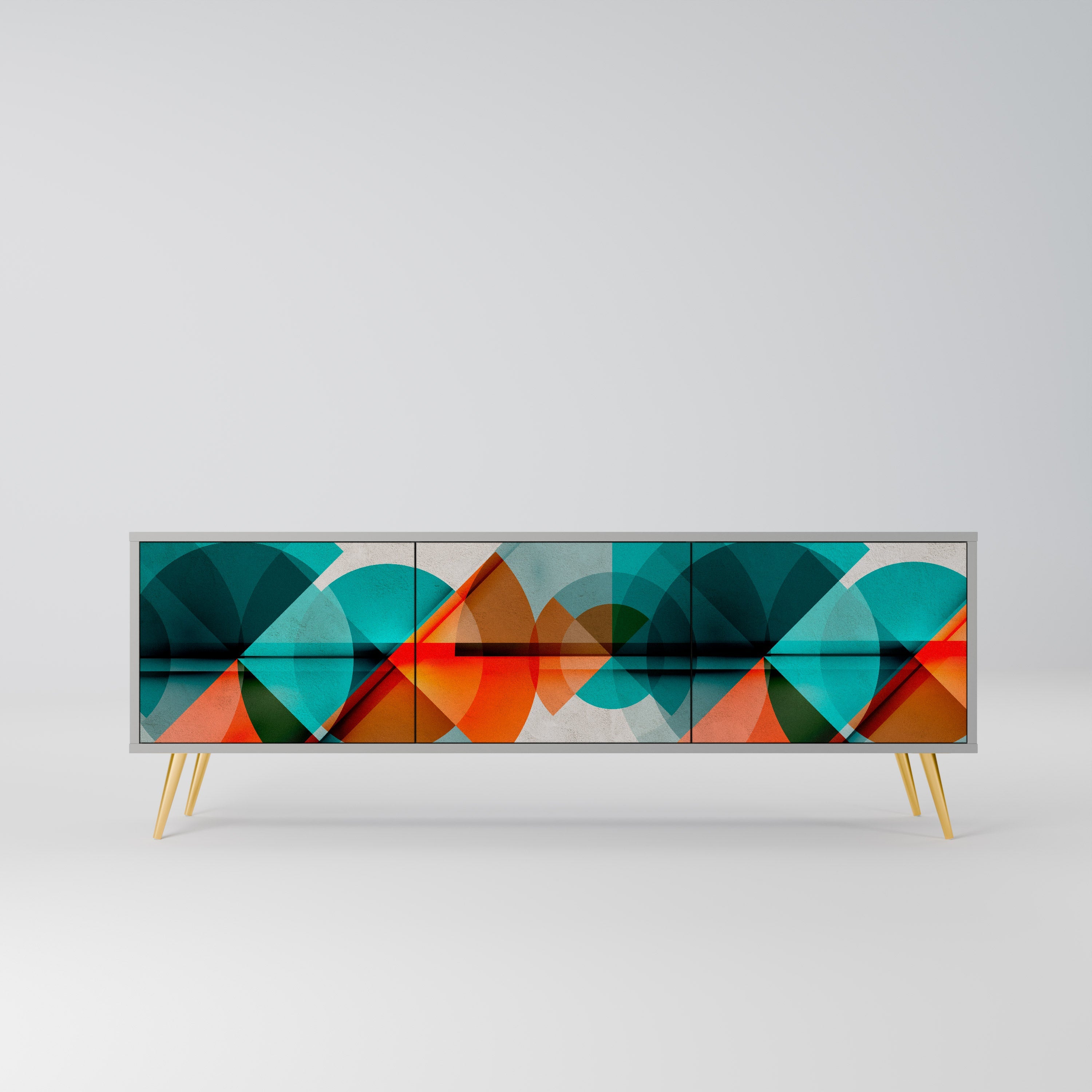 Meuble TV 3 portes CIRCULAR RHAPSODY en finition grise