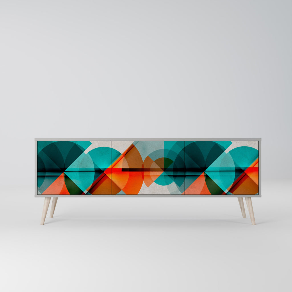 Meuble TV 3 portes CIRCULAR RHAPSODY en finition grise