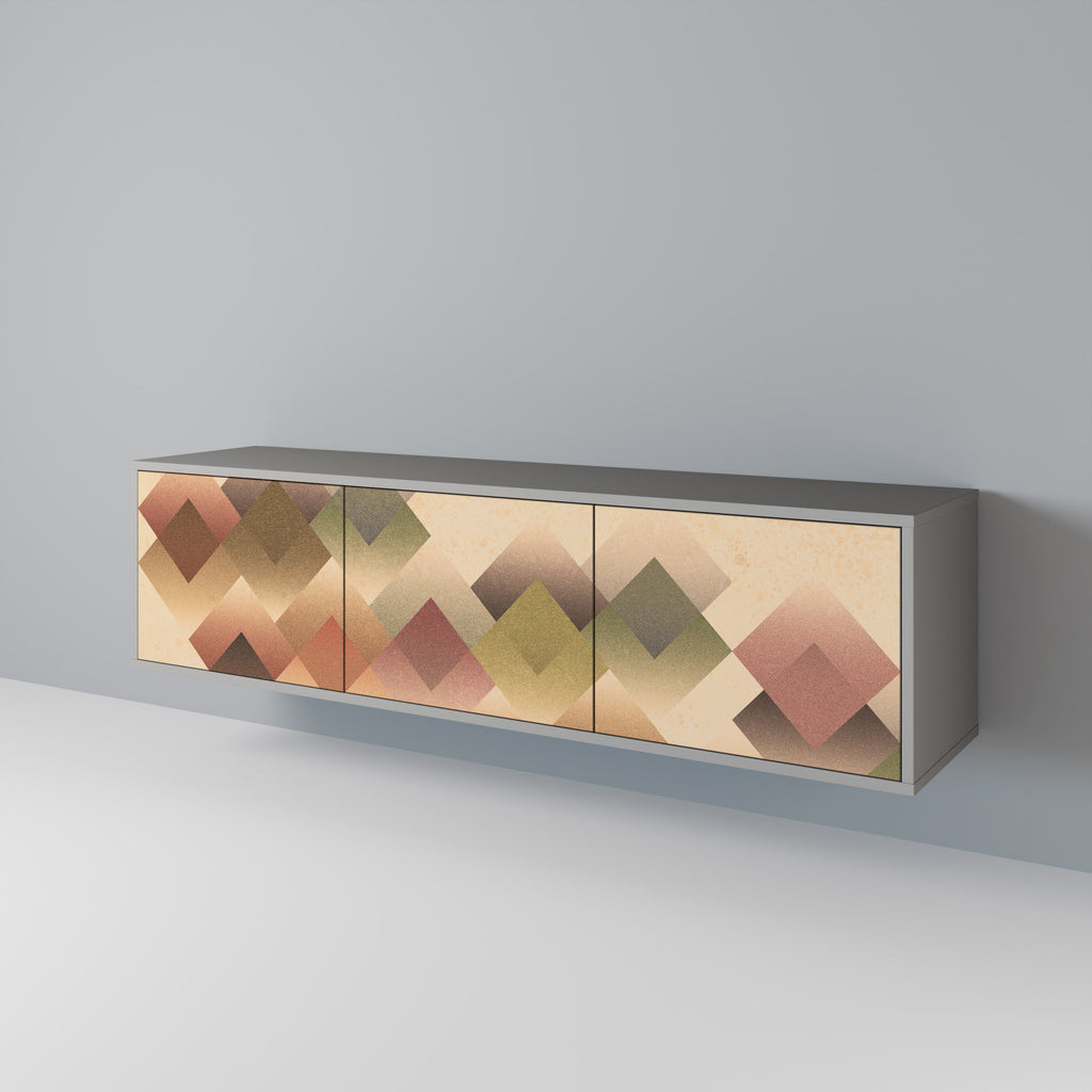 GEOMETRIC FUSION 3-Door TV Stand in Grey Finish