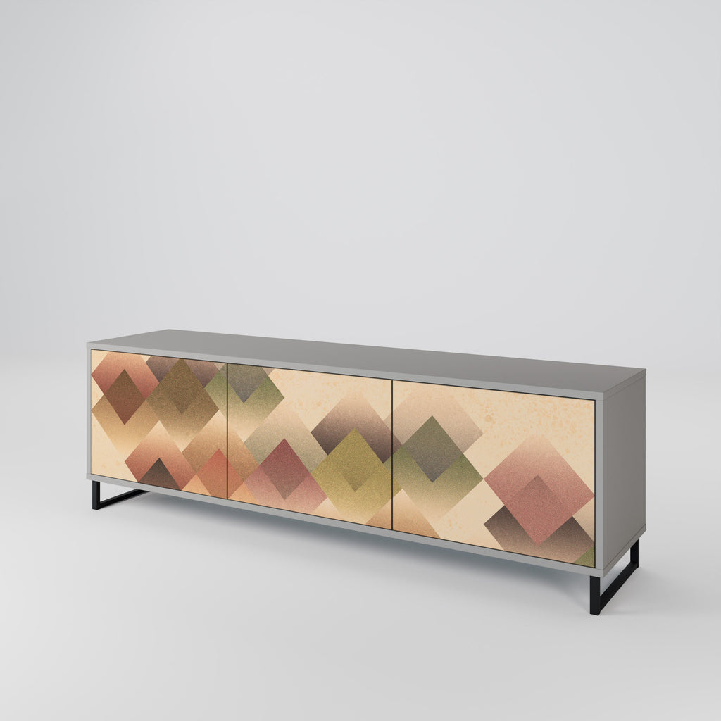 GEOMETRIC FUSION 3-Door TV Stand in Grey Finish