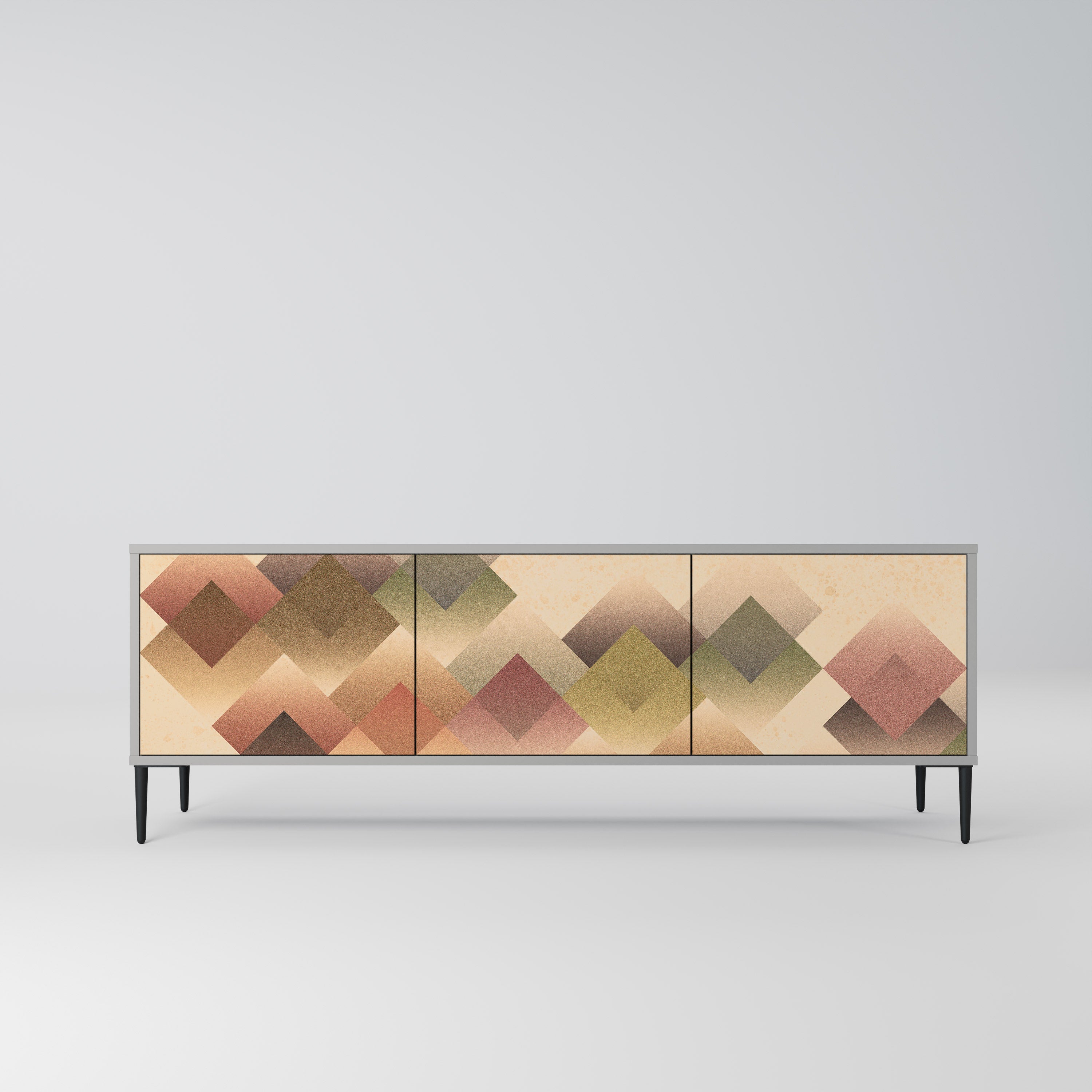 Meuble TV 3 portes GEOMETRIC FUSION, finition grise