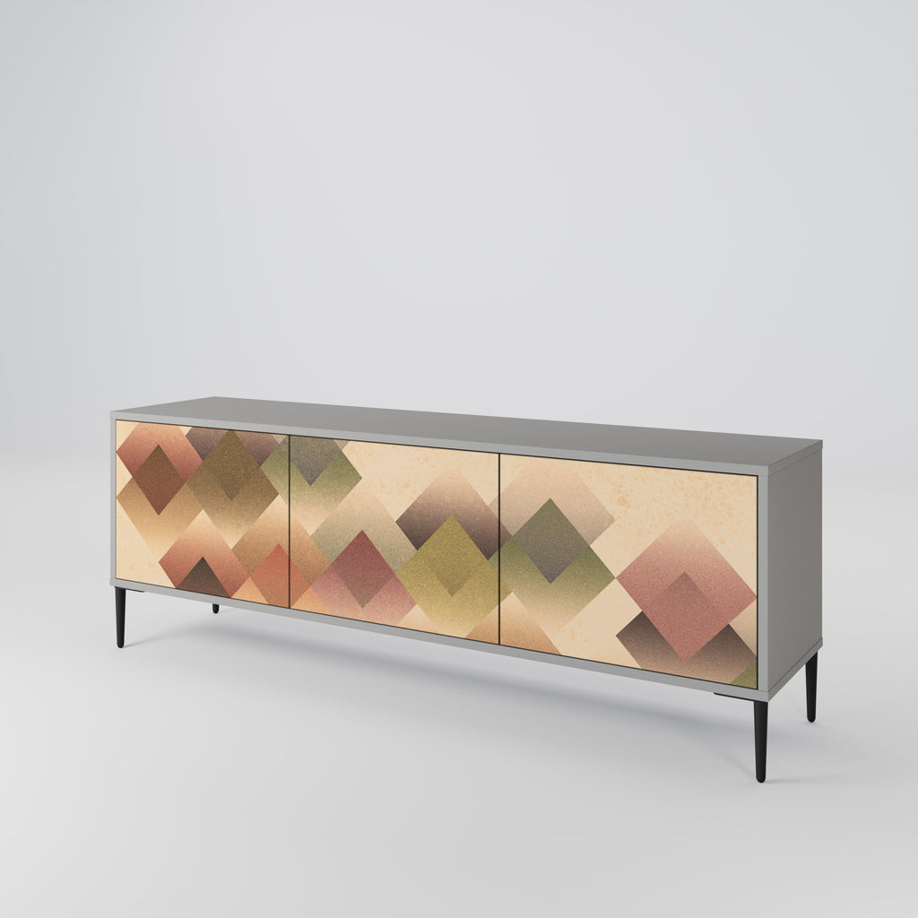 GEOMETRIC FUSION 3-Door TV Stand in Grey Finish