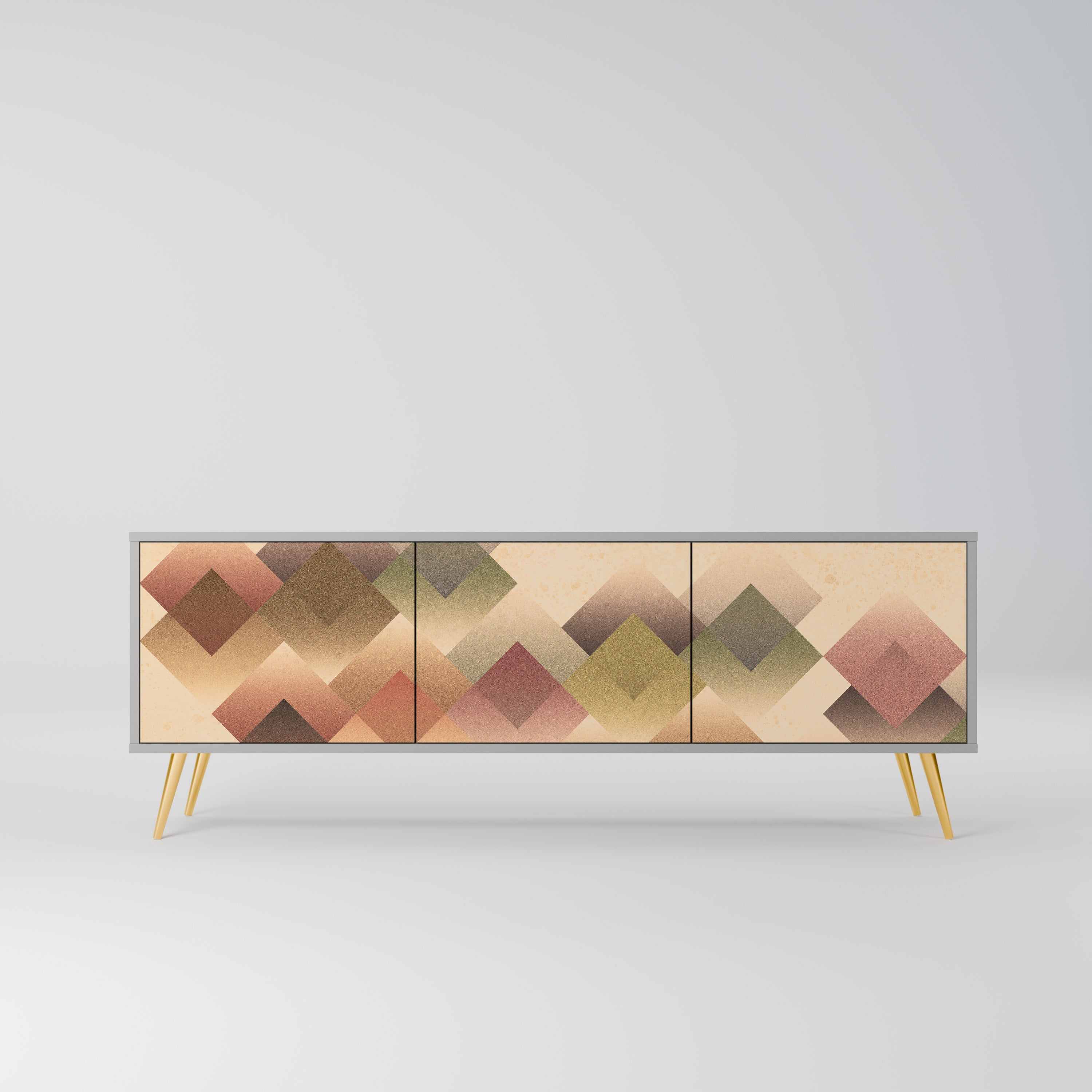 Meuble TV 3 portes GEOMETRIC FUSION, finition grise